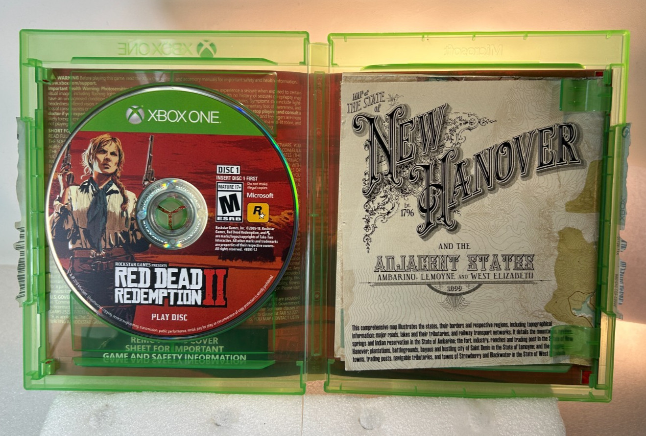 Red Dead Redemption 2 (Xbox One, 2 Disc) W/ Case, Map, & Both Discs, Tested