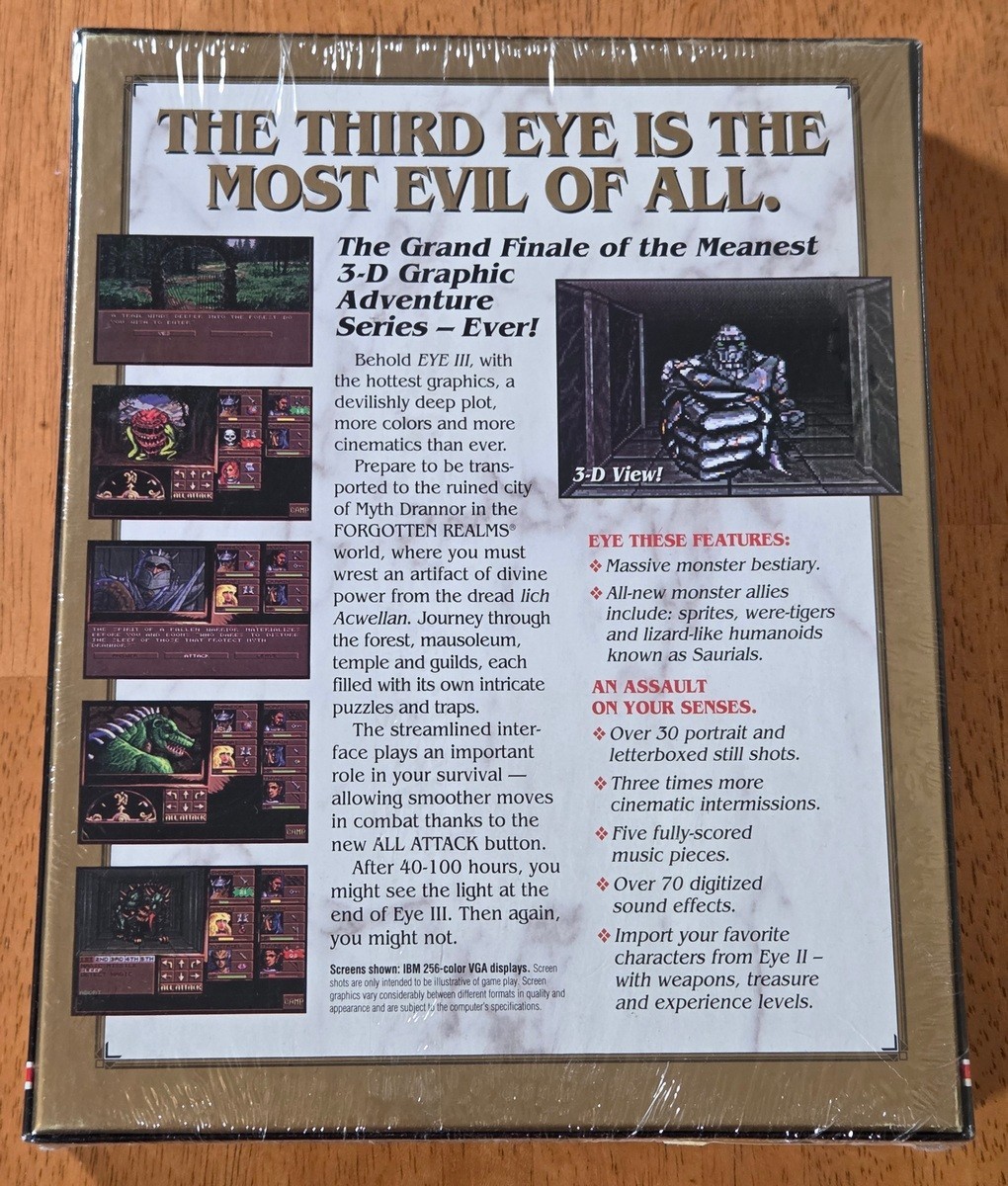 New Sealed AD&D Eye Beholder III Assault On Myth Drannor SSI IBM PC Big Box Game