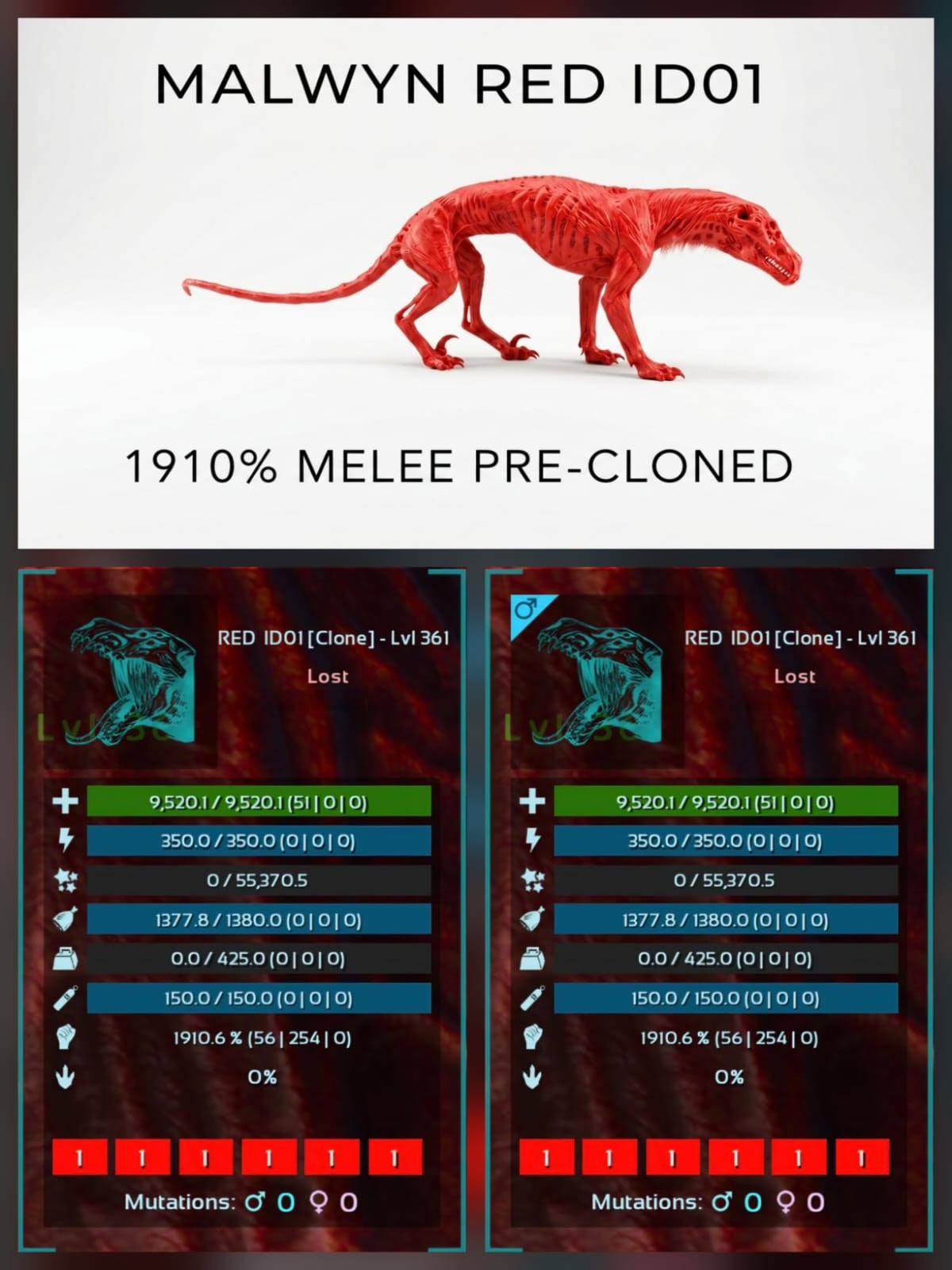MALWYN PRE-CLONED Breeding Pair – TOP MELEE – Ark Asa Official PVE PC/XBOX/PS5