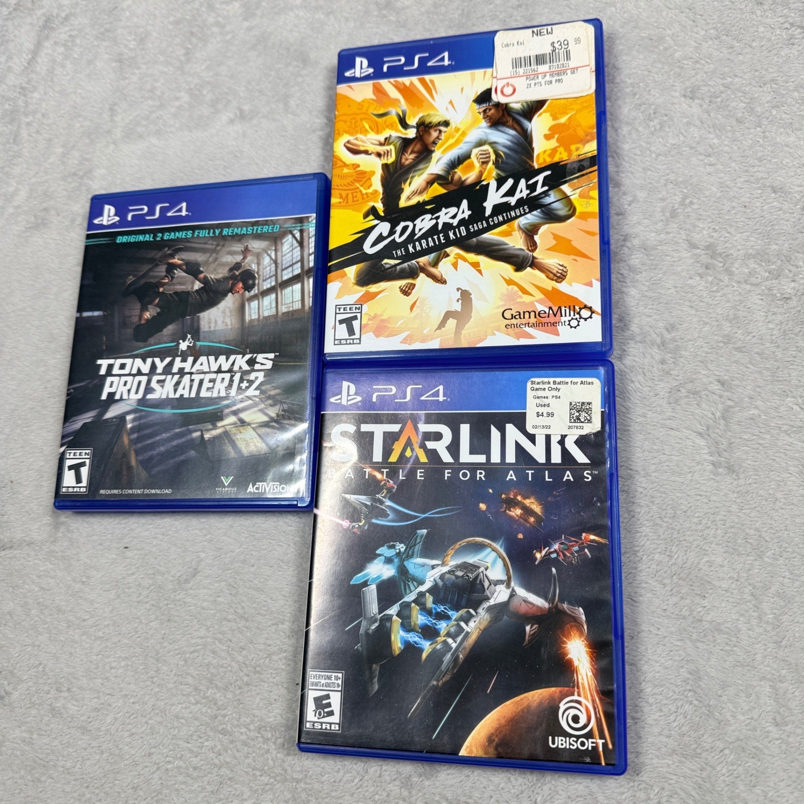 Sony PS4 Game Bundle Tony Hawk Cobra Kai Starlink Blue Video Games Lot
