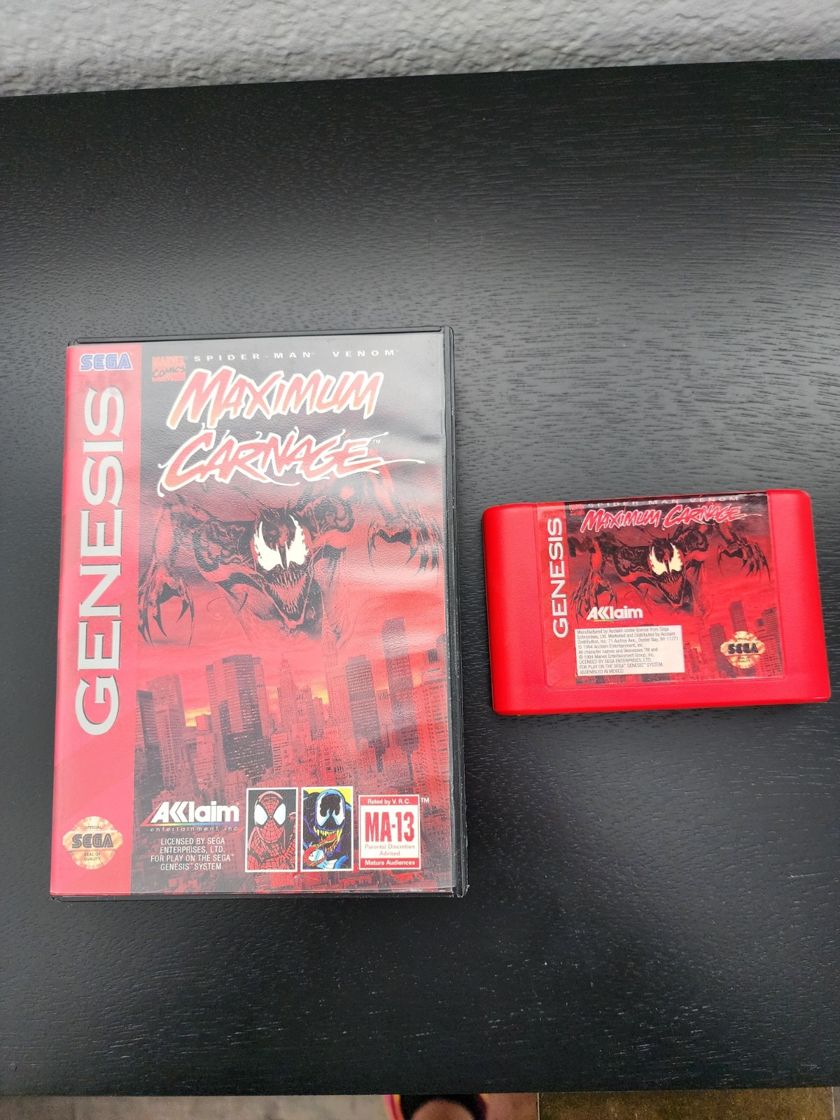 Spider-Man & Venom: Maximum Carnage Sega Genesis CIB Tested RARE Red Cartridge