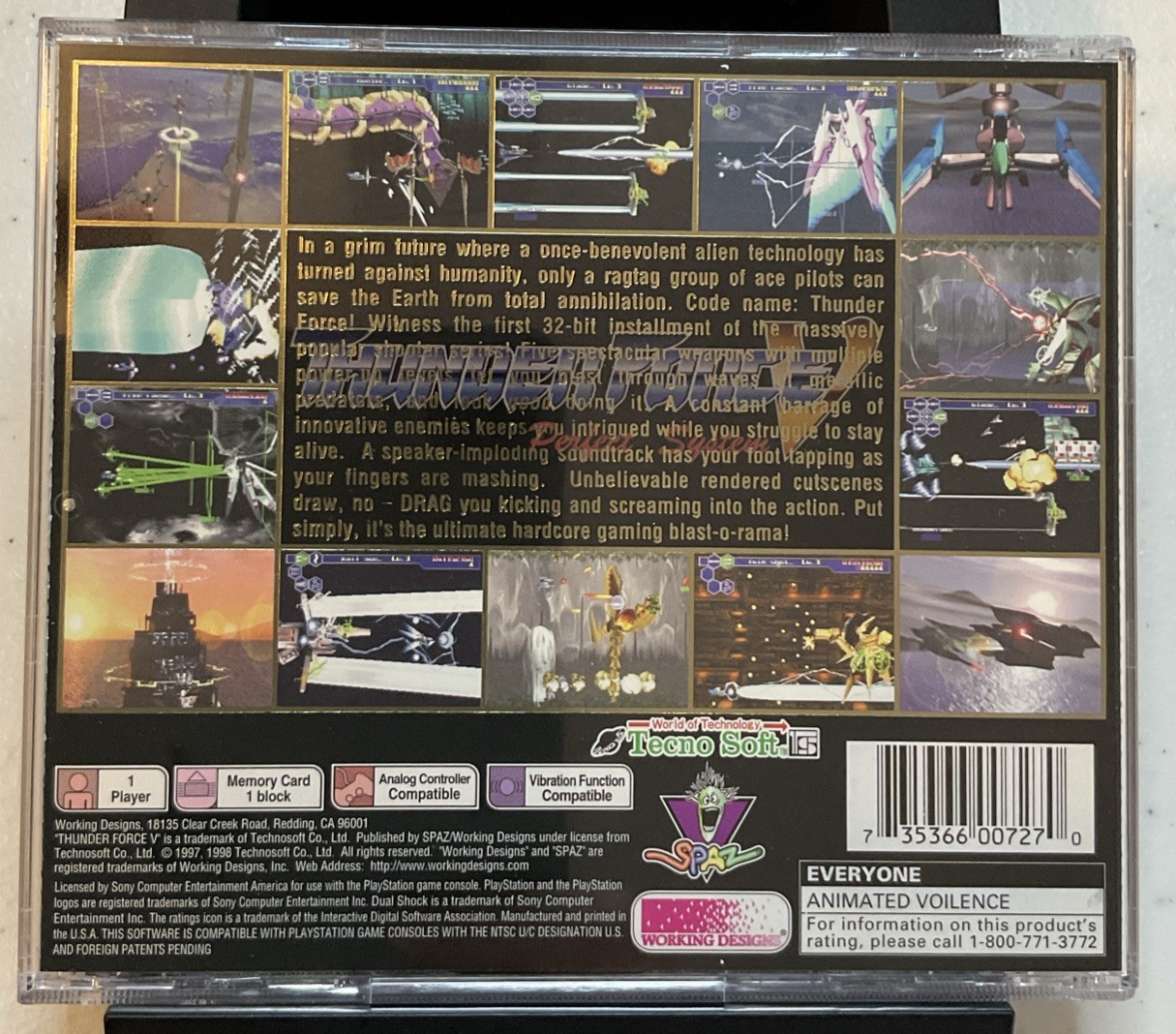 Thunder Force V: Perfect System (Sony PlayStation 1, 1998) Complete!