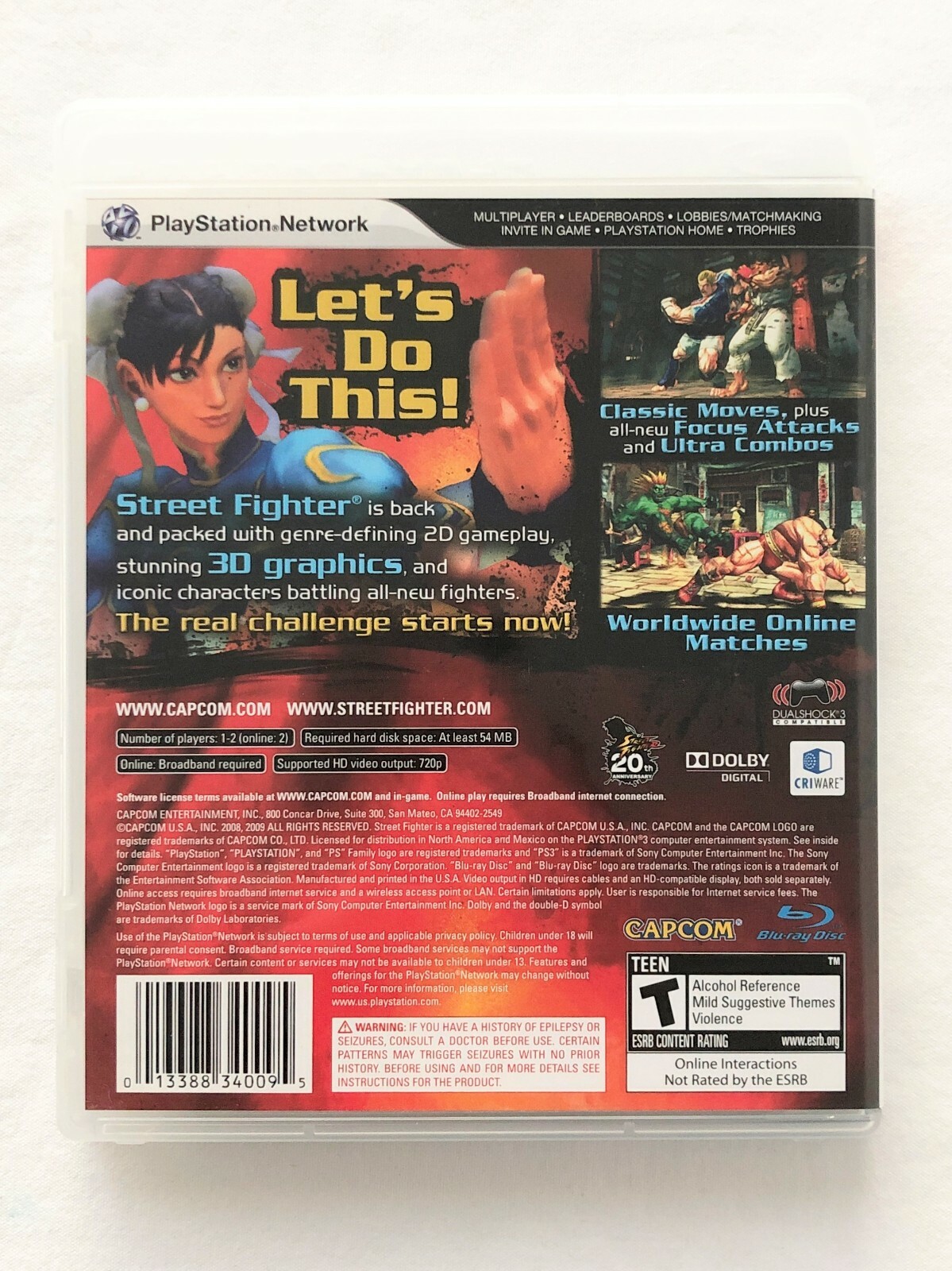 Complete, Works! STREET FIGHTER IV PS3 Game w/ Manual, Case Free Shipping