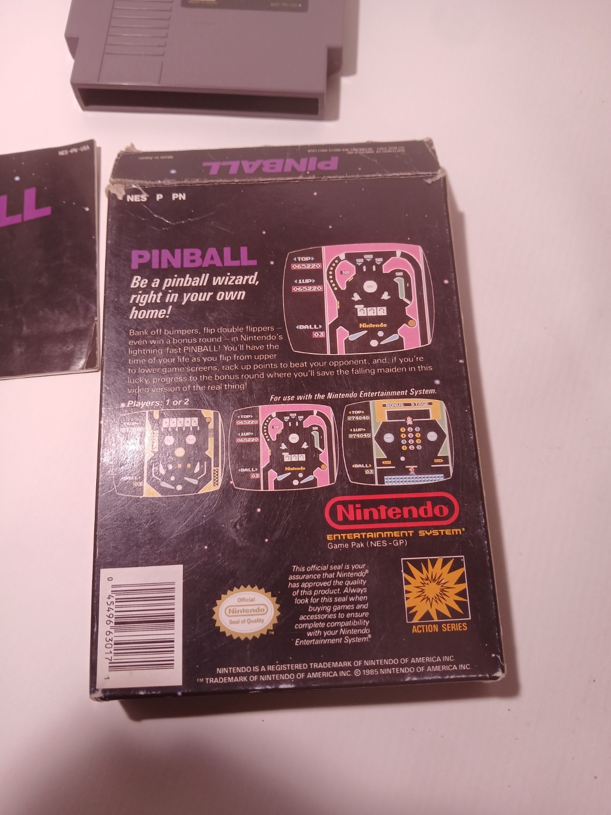 Pinball for NES, Complete In Box, Tested and Working, in Ok Condition
