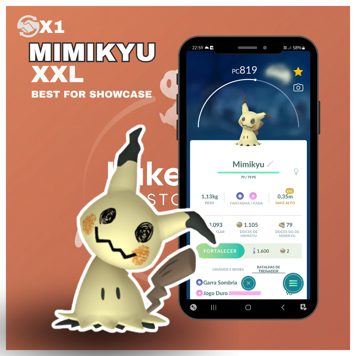 TRADE X1 Mimikyu XXL – Go Pokemon – Best For Showcase