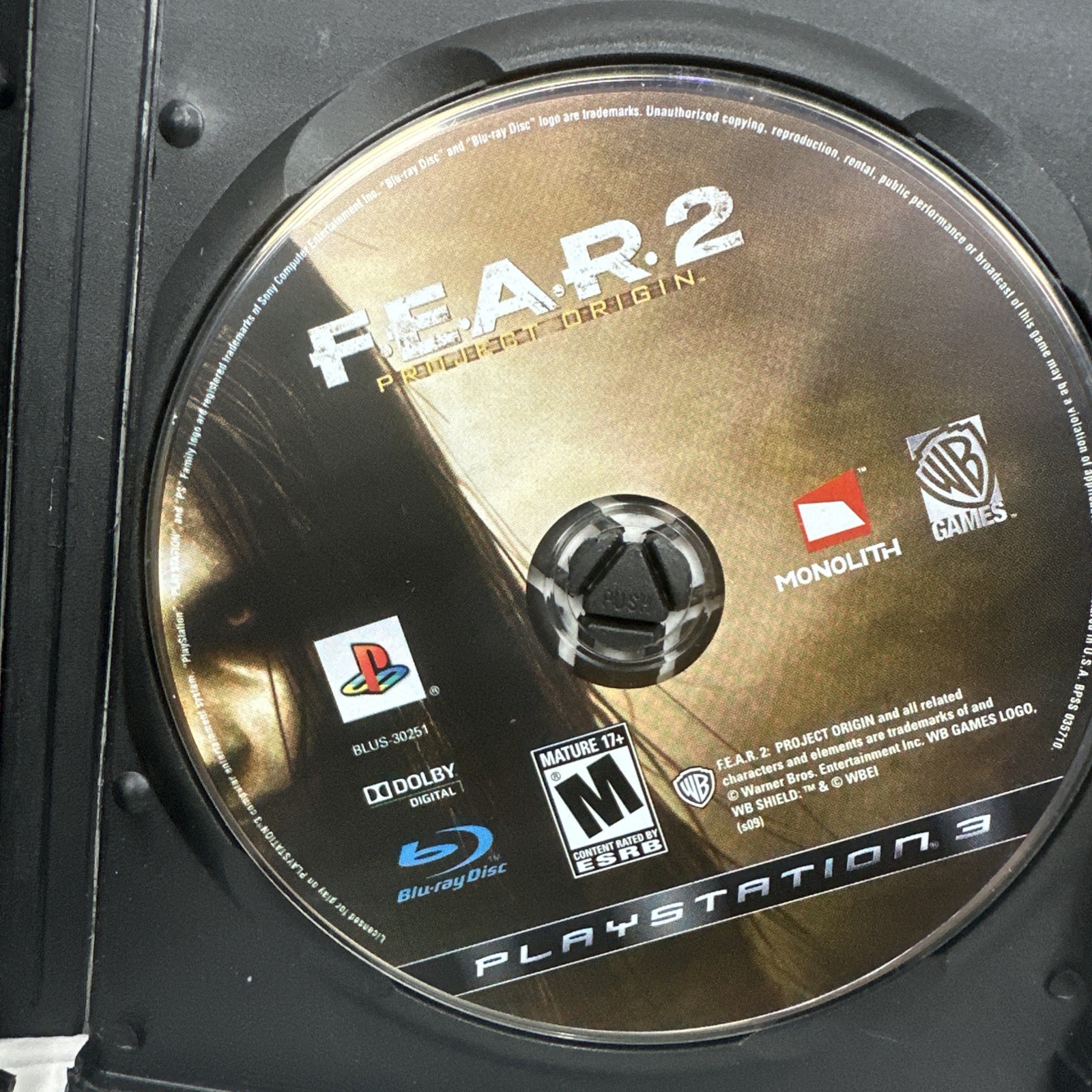 F.E.A.R. 2 Project Origin (Sony PS3, 2009) – Disc Only – Tested