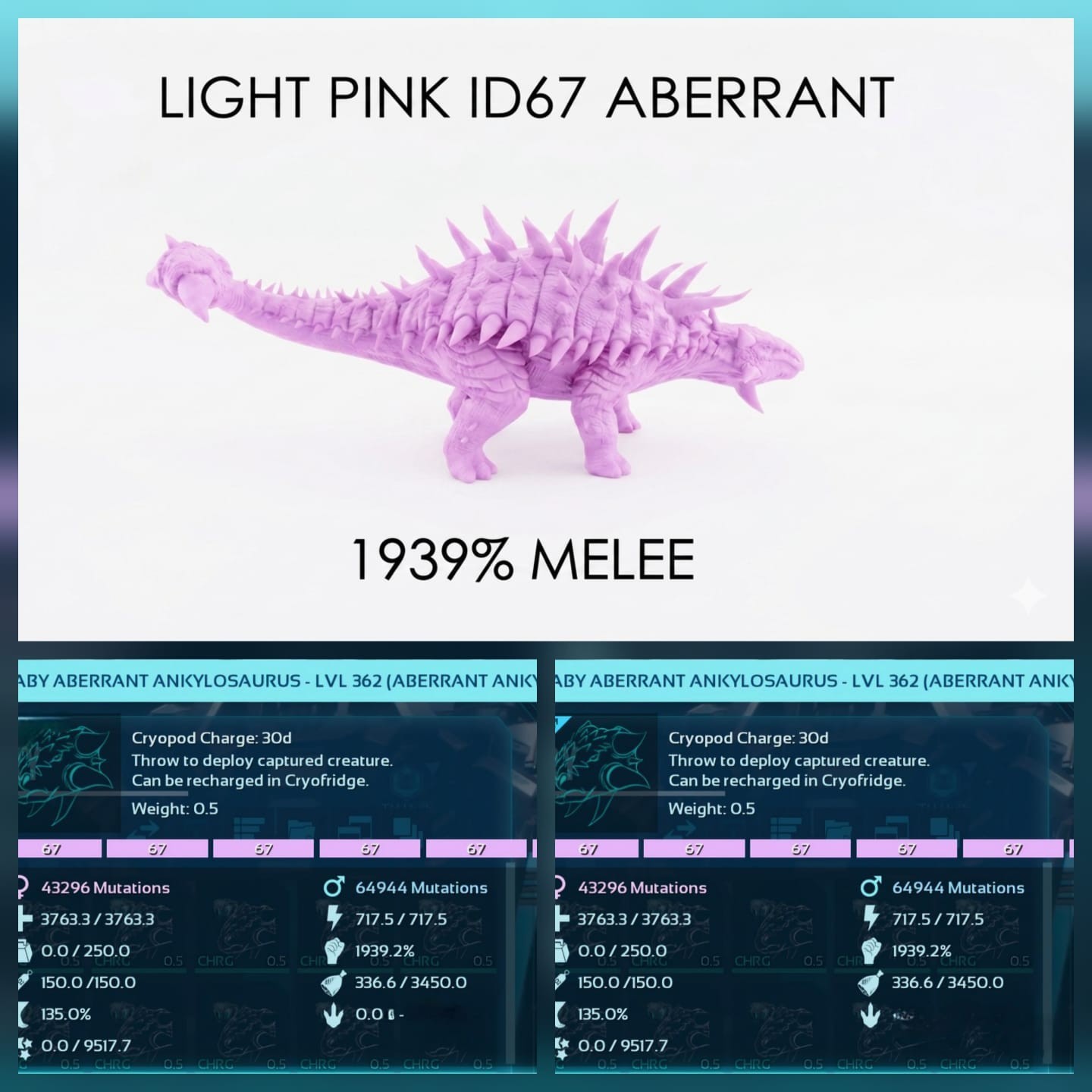 ANKY Aberrant Top Stats BABY PAIR Ark Survival Ascended Official PVE PC/XBX/PS5