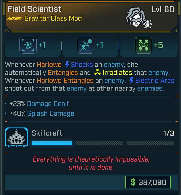 Borderlands 4⭐ SCIENTIST⭐HARLOWE CLASS MOD⭐5 ACTION AT DISTANCE⭐DAMAGE DEALT