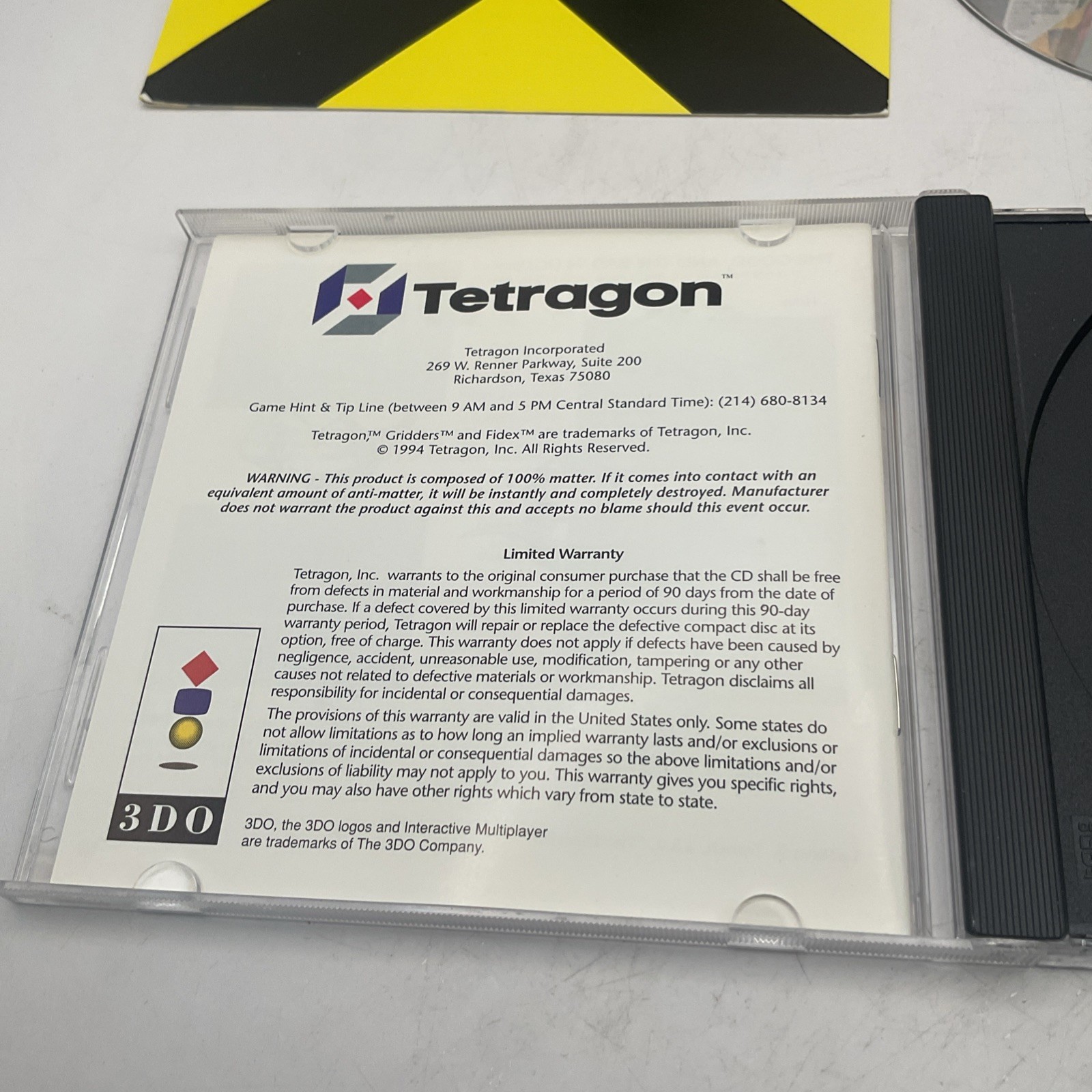 GRIDDERS Panasonic 3DO Complete – Original Adult Owner Tested – NICE!