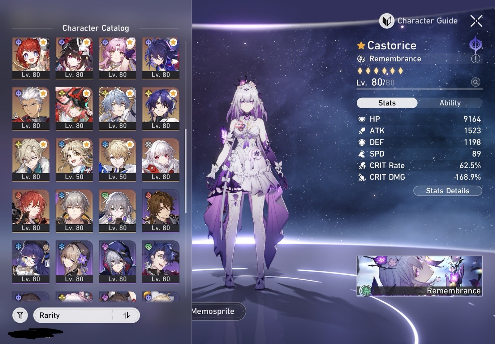 Asia-Honkai: Star Rail 53×5 Account Castorice, Light Cones, Characters, Eidolons