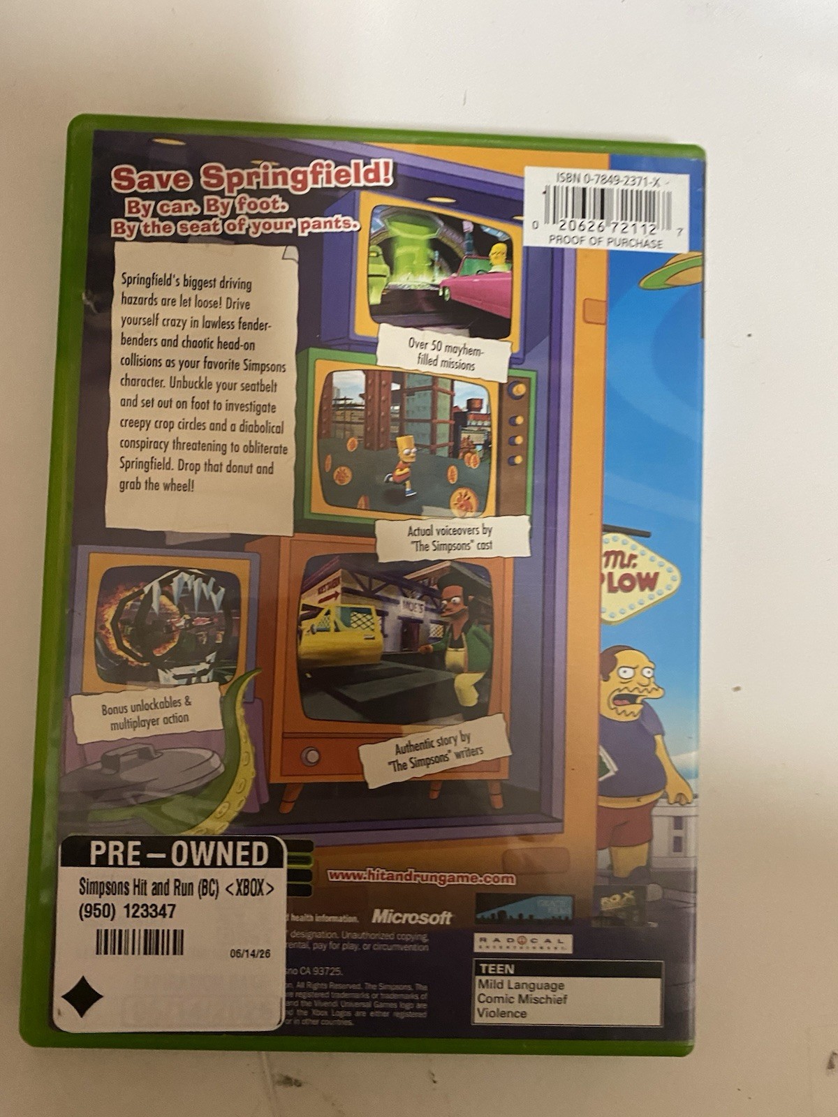 The Simpsons: Hit And Run (Microsoft Xbox, 2003) Complete CIB