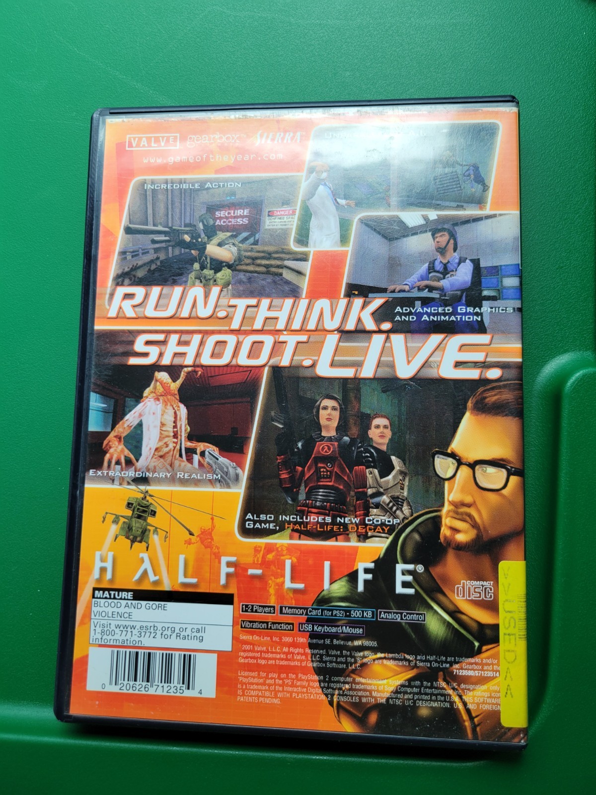 Half-Life PS2 Sierra NTSC-U/C M Mature 2001 Complete Disc & Case