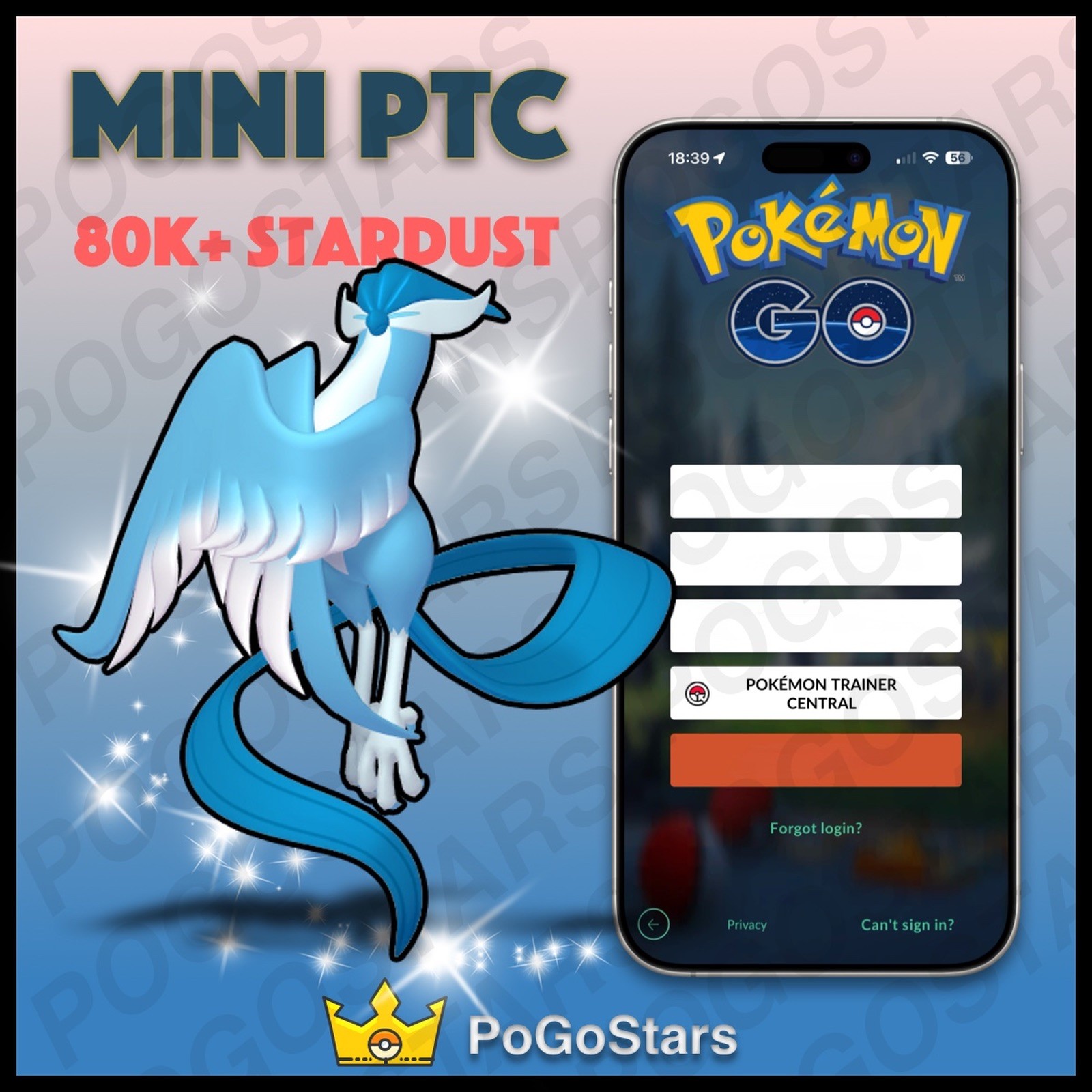 Pokémon PTC Go – Shiny Articuno Galarian – 80K Stardust✨Read Description✨