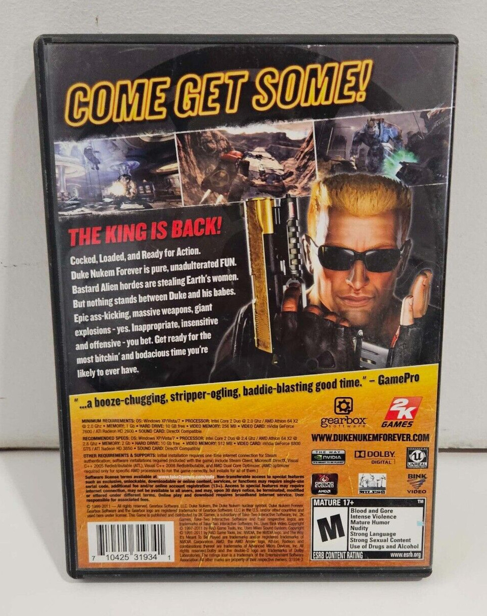 Duke Nukem Forever (PC Windows, 2011) Video Game – missing manual