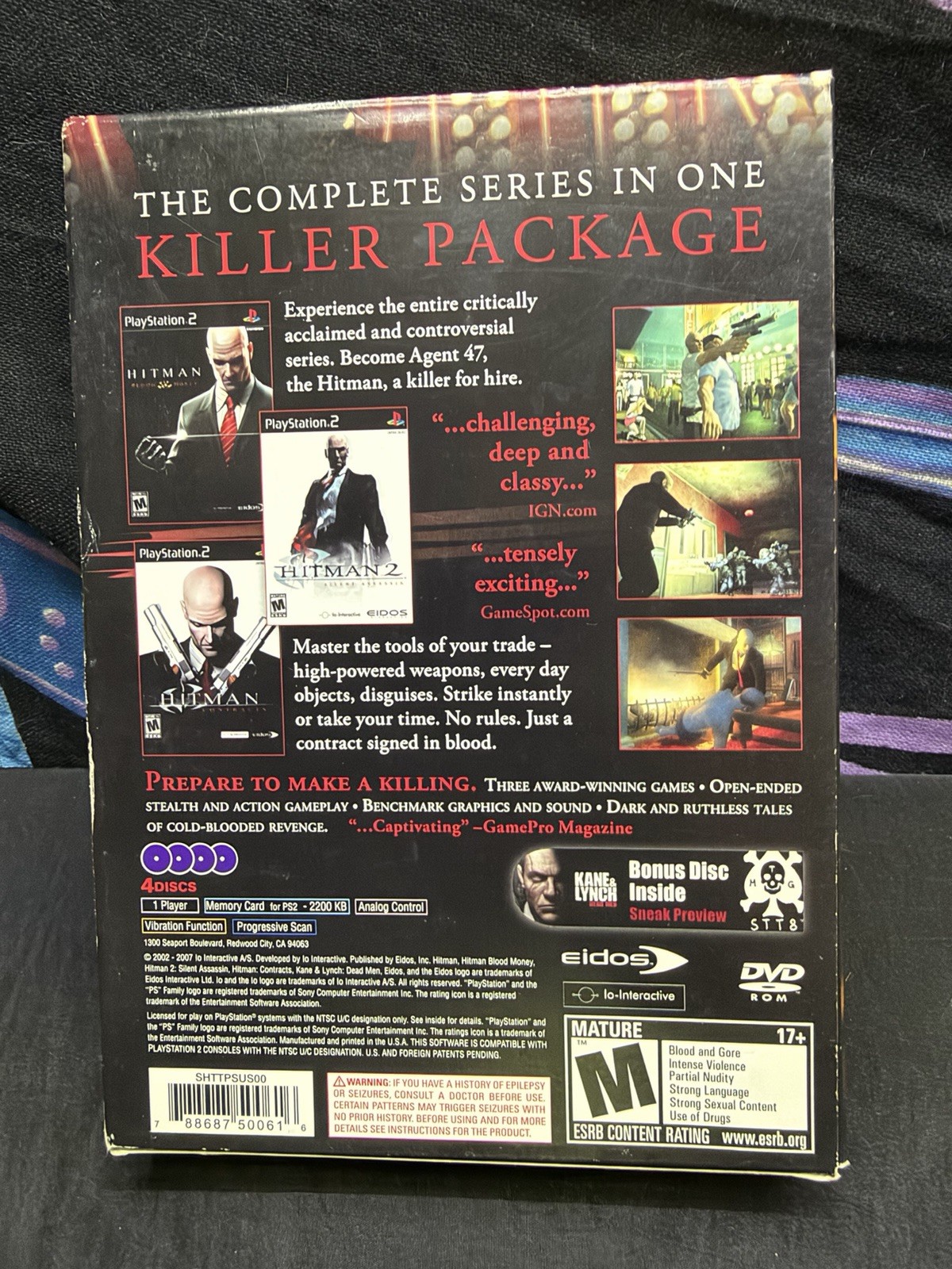 Hitman Trilogy PS2 Box Set CIB Complete w/ Bonus Disc Tested Blood Money Silent