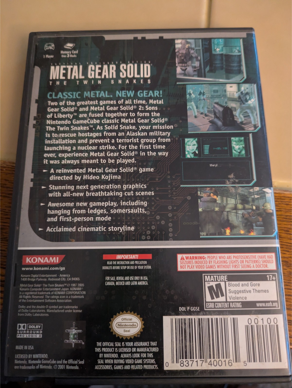 metal gear solid twin snakes player’s choice gamecube cib w mem card
