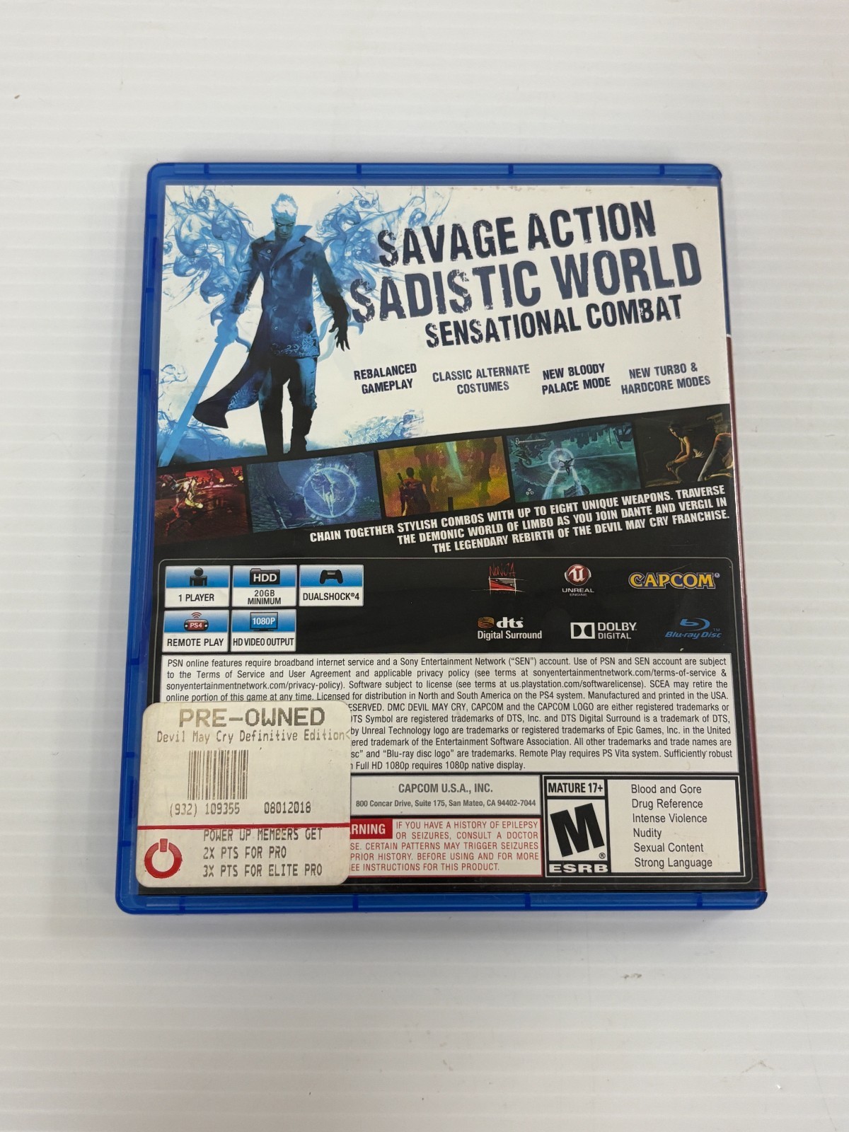 DMC: DEVIL MAY CRY DEFINITIVE EDITION PS4 VIDEO GAME NO MANUAL TESTED