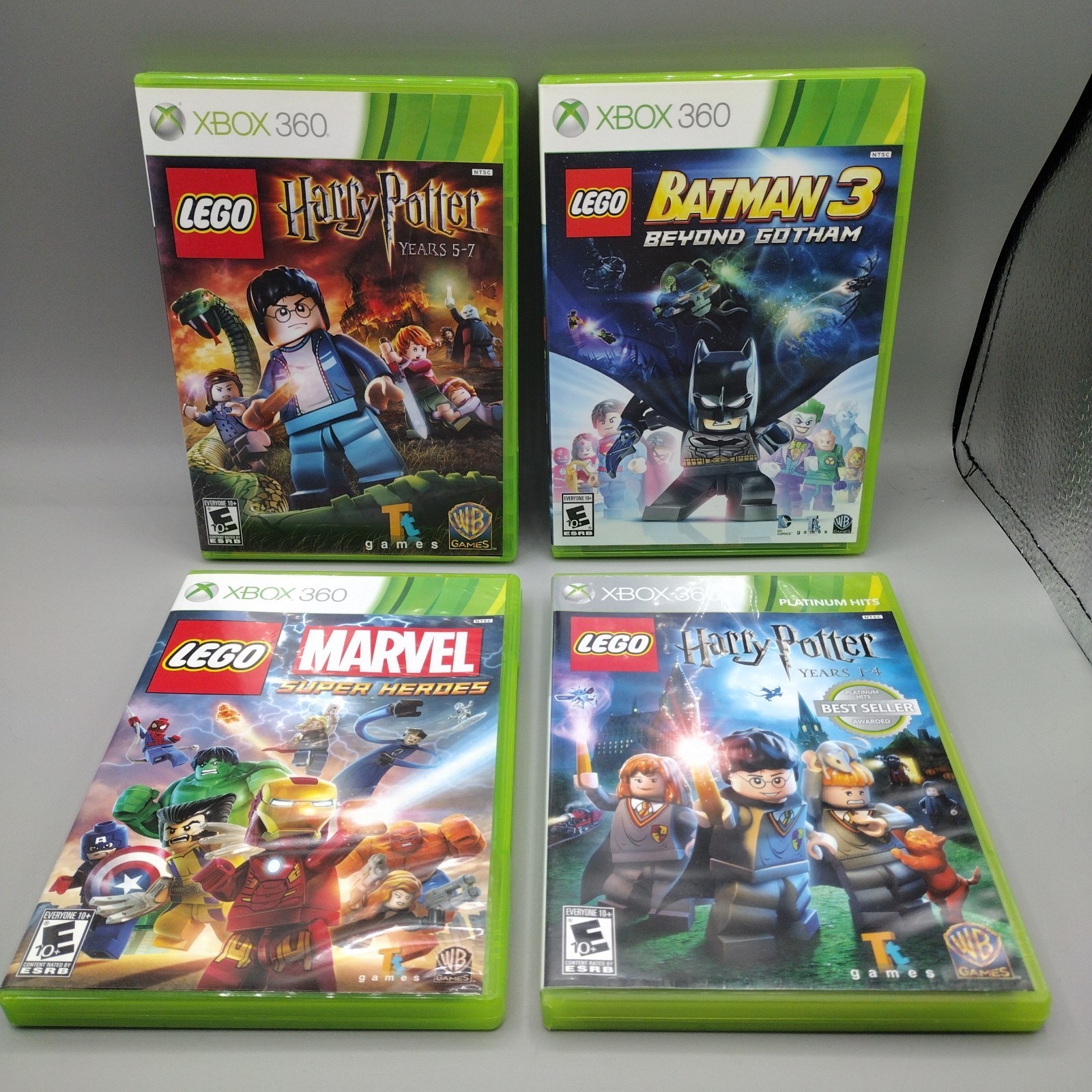 Lot Of 4 Lego Xbox 360 Batman 3 Harry Potter Years 1-4 5-7 Marvel Superheroes
