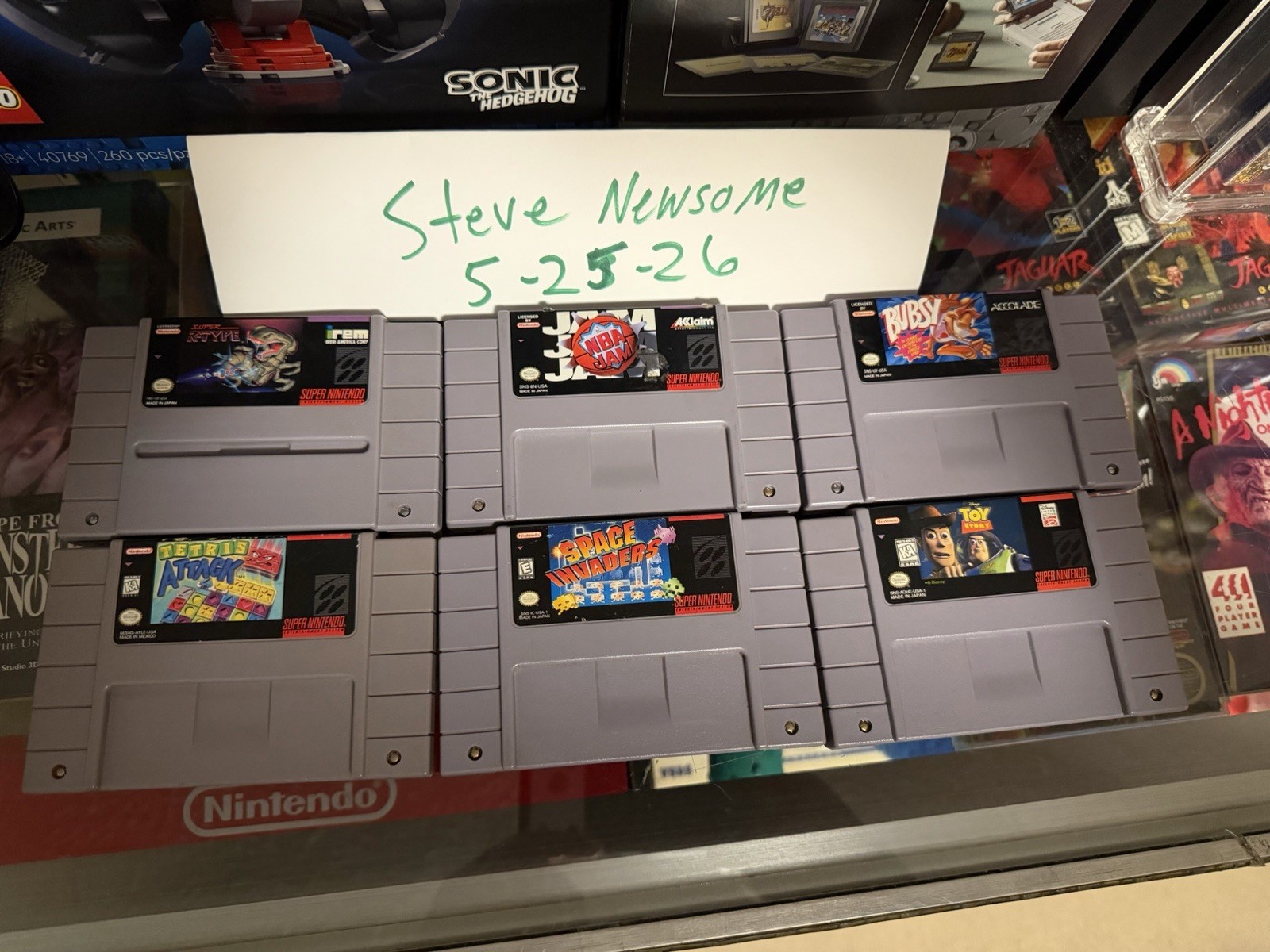 Super Nintendo Games Lot Rtype, NBA Jam, Toy Story, Space Invaders, Tetris,Bubsy
