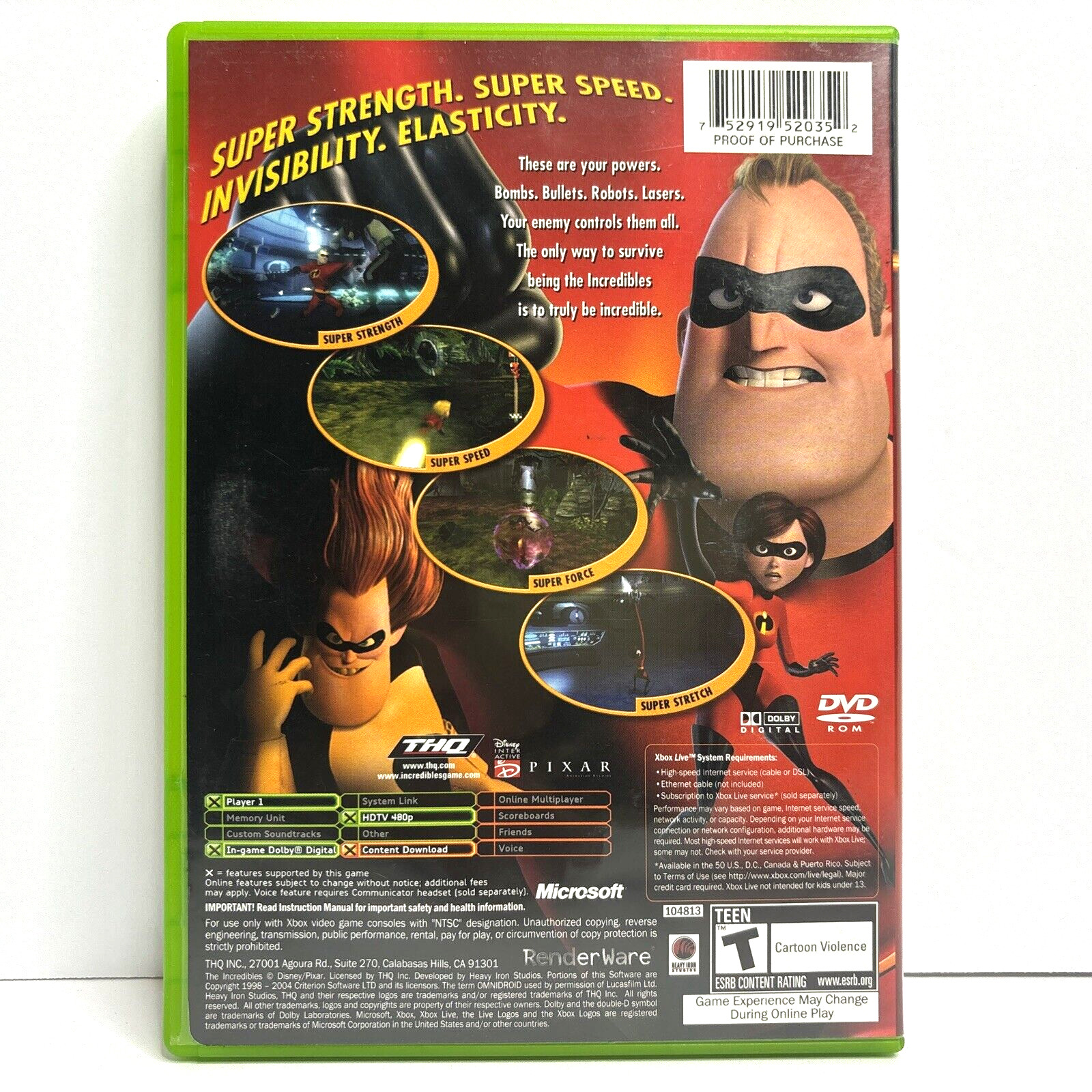 The Incredibles (Microsoft Xbox, 2004) Family Kids game – Complete w/Manual CIB
