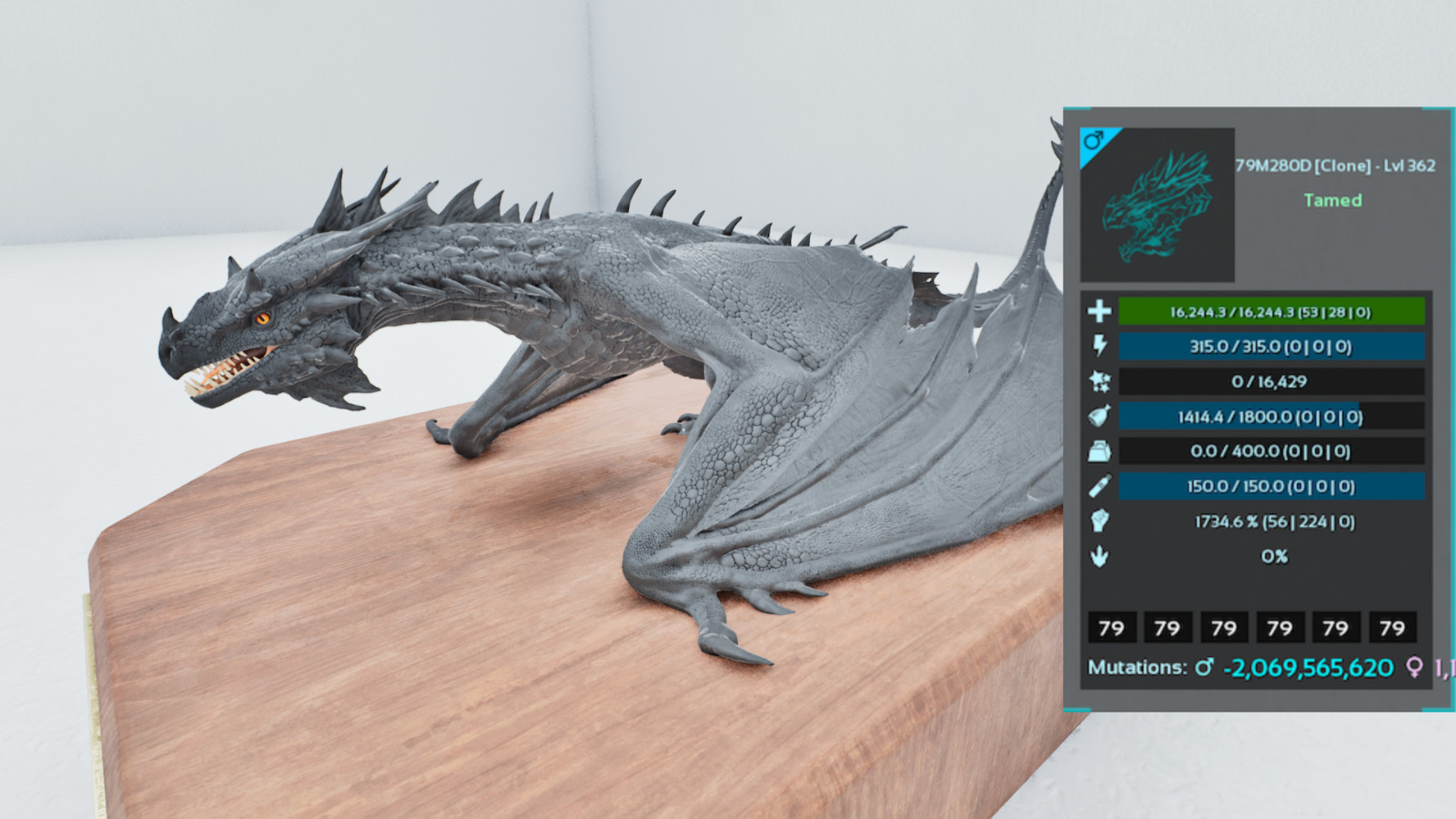 🔥ARK Ascended PVE OFFICIAL – 1 PAIR ADULT BLACK FIRE WYVERN 1746MELE TOP STATS