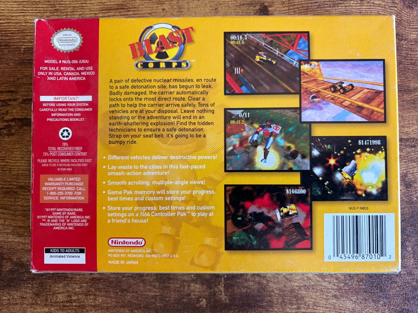 Blast Corps Nintendo 64 N64 CIB Complete — Box Manual Cart + Inserts — Rareware
