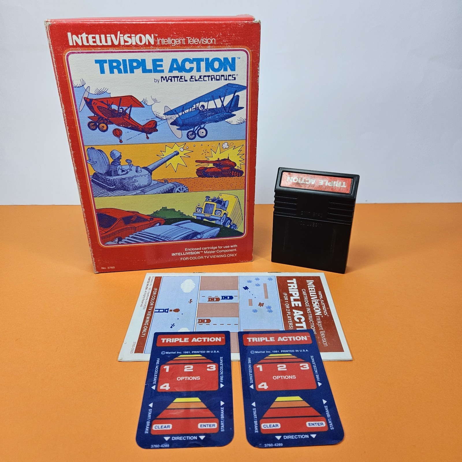 TRIPLE ACTION INTELLIVISION GAME COMPLETE MATTEL ELECTRONICS GREAT