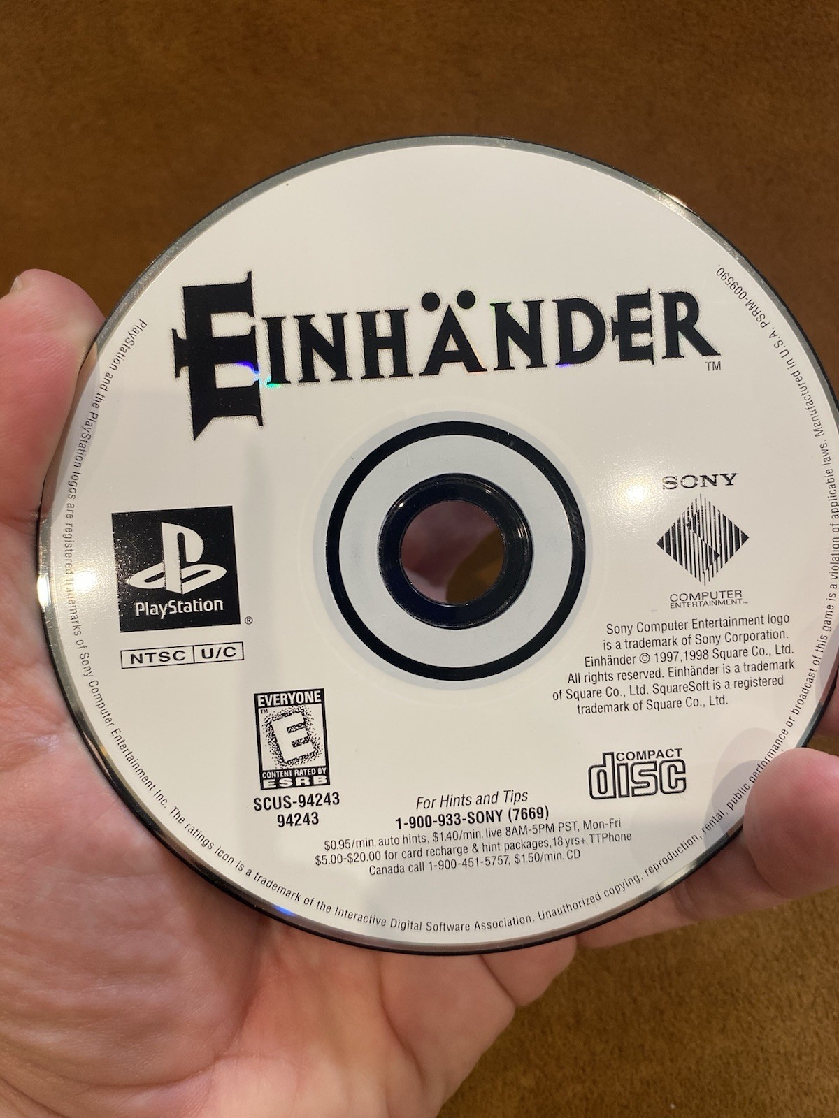 Einhander (PlayStation 1, PS1, 1998) Disc Only – TESTED WORKS – HEAVY SCRATCHES!