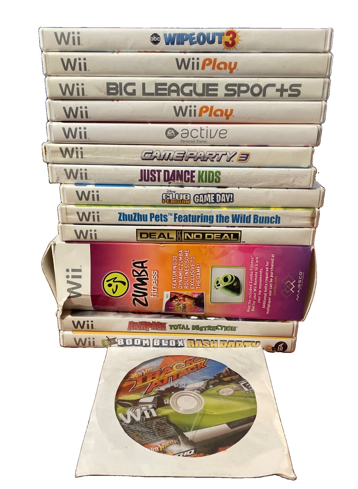 Lot of 14 Nintendo Wii Games Big League Sports Play Zumba Active Just Dance Kids