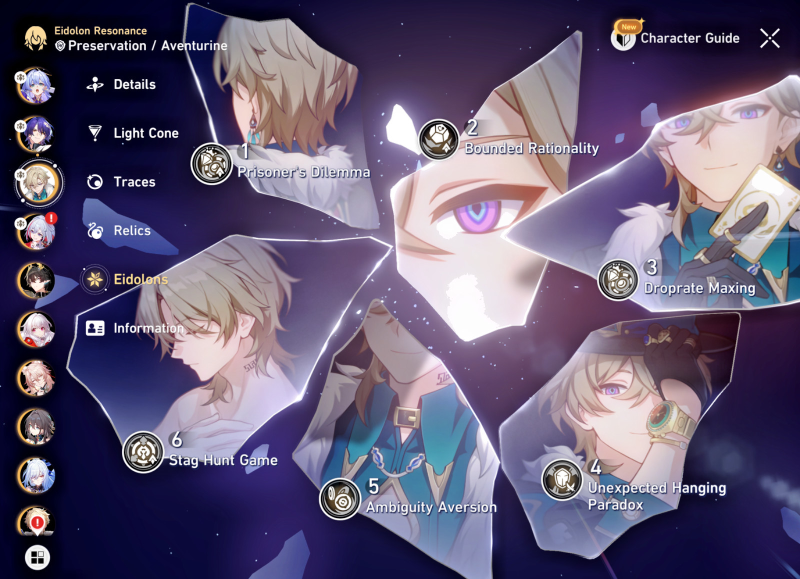 HSR NA E6 AVENTURINE + LC, 134 PULLS, MAX LEVEL ACCOUNT + E1 TOPAZ, AND MORE