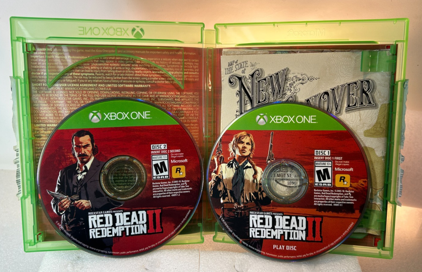 Red Dead Redemption 2 (Xbox One, 2 Disc) W/ Case, Map, & Both Discs, Tested