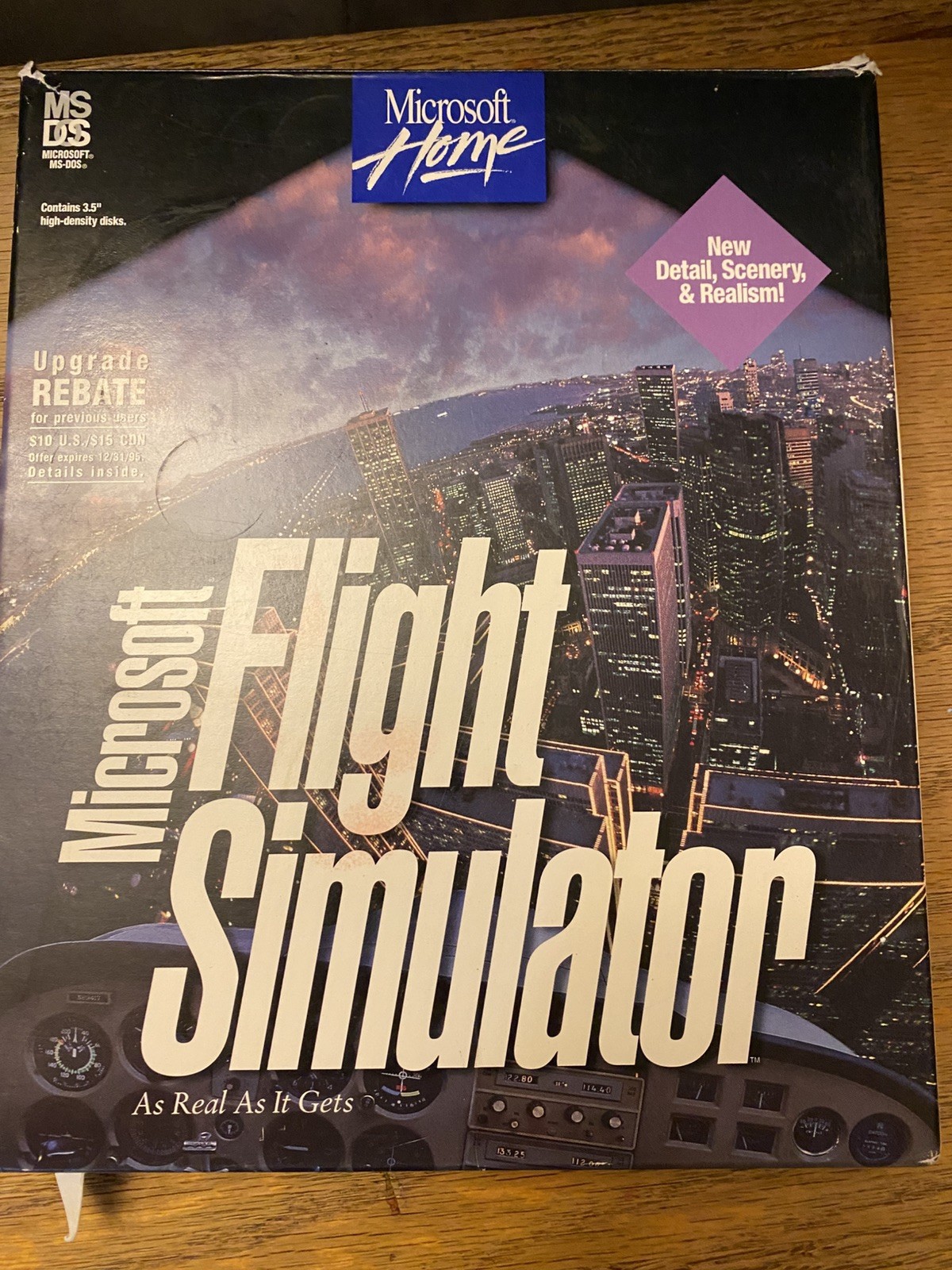 Microsoft Flight Simulator PC DOS 1995 RARE Big Box MS-DOS VINTAGE 5.1