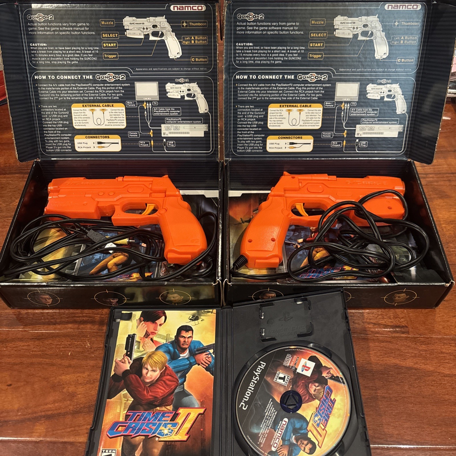 VERY GOOD USED Time Crisis II Game Two GunCon2 Sets Playstation PS2 FREE SHIP