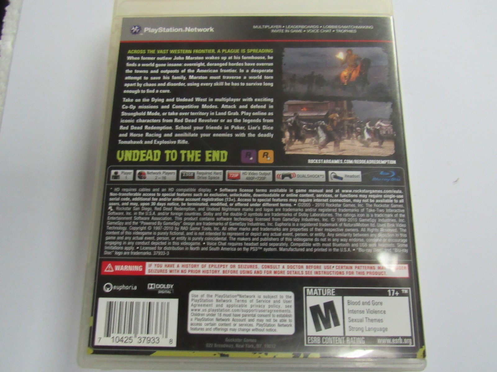 Red Dead Redemption: Undead Nightmare (Sony PlayStation 3, 2010) W/ book-No Map