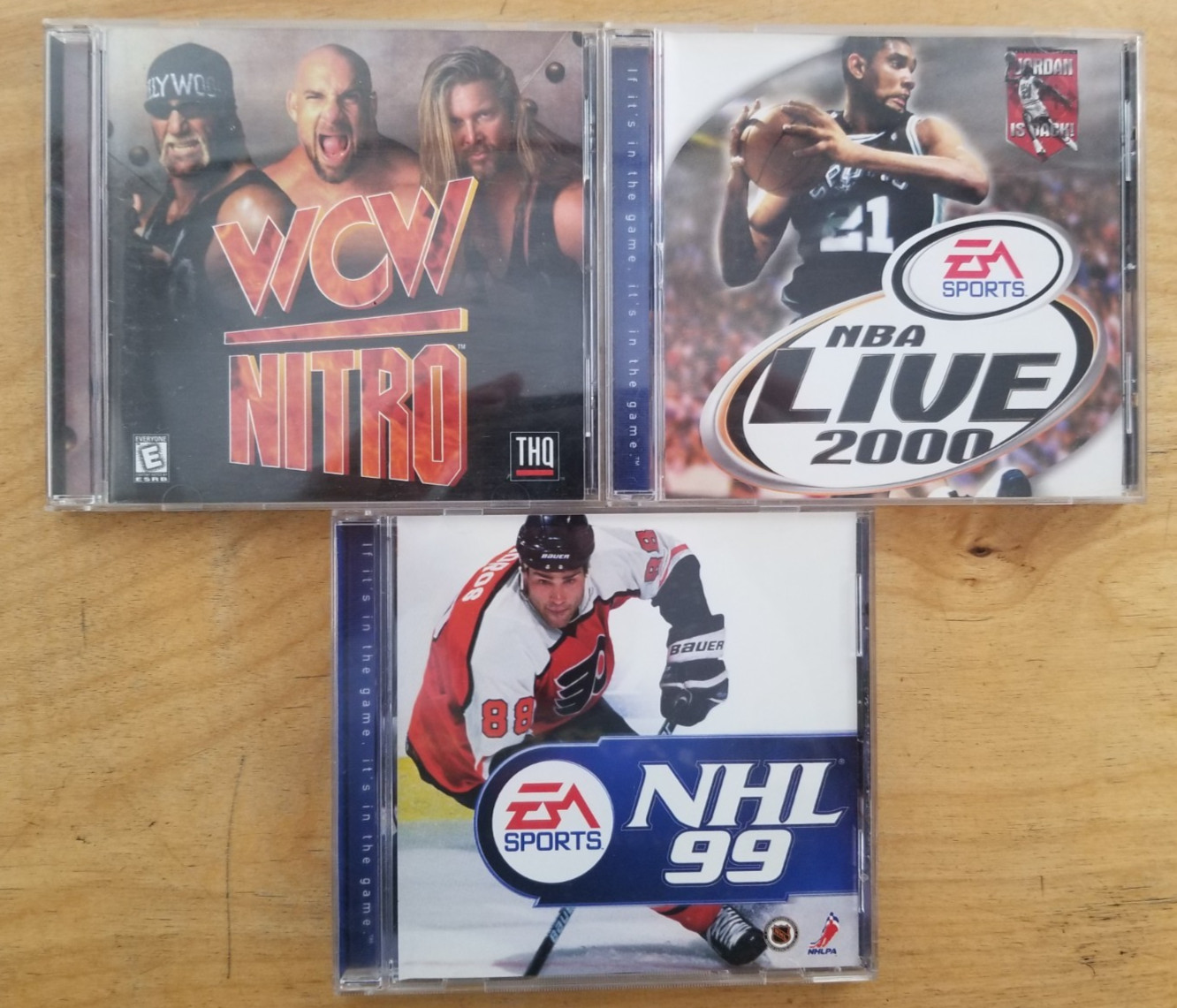 WCW/ NITRO, NHL 99 & NBA Live 2000 Vintage PC game LOT