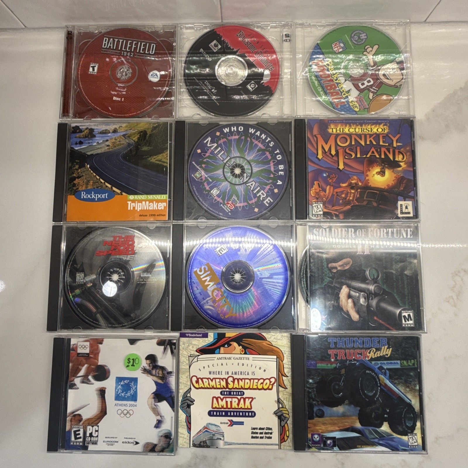 PC CD-ROM Vintage Old Game Collection Lot, 12 Computer Games Fast Shipping!