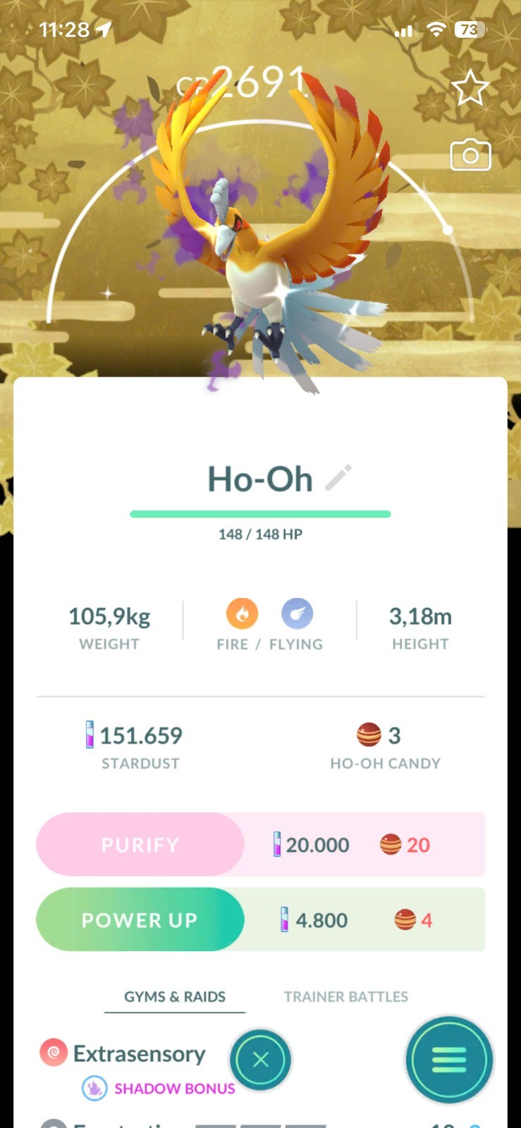 PoGo✨ Shiny Ho-Oh Go Tour Kalos 2026 Special BG ✨Trade 20k-80k Stardust