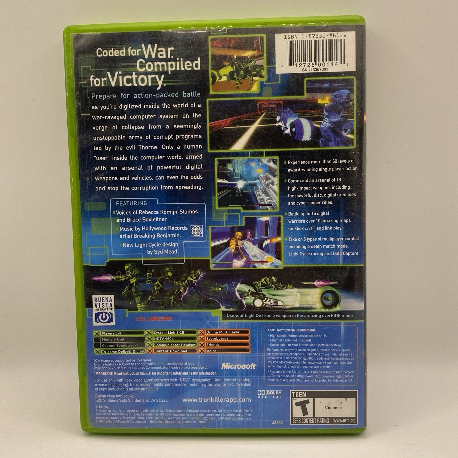 Tron 2.0 Killer App (Microsoft Xbox) NO Manual Tested Working