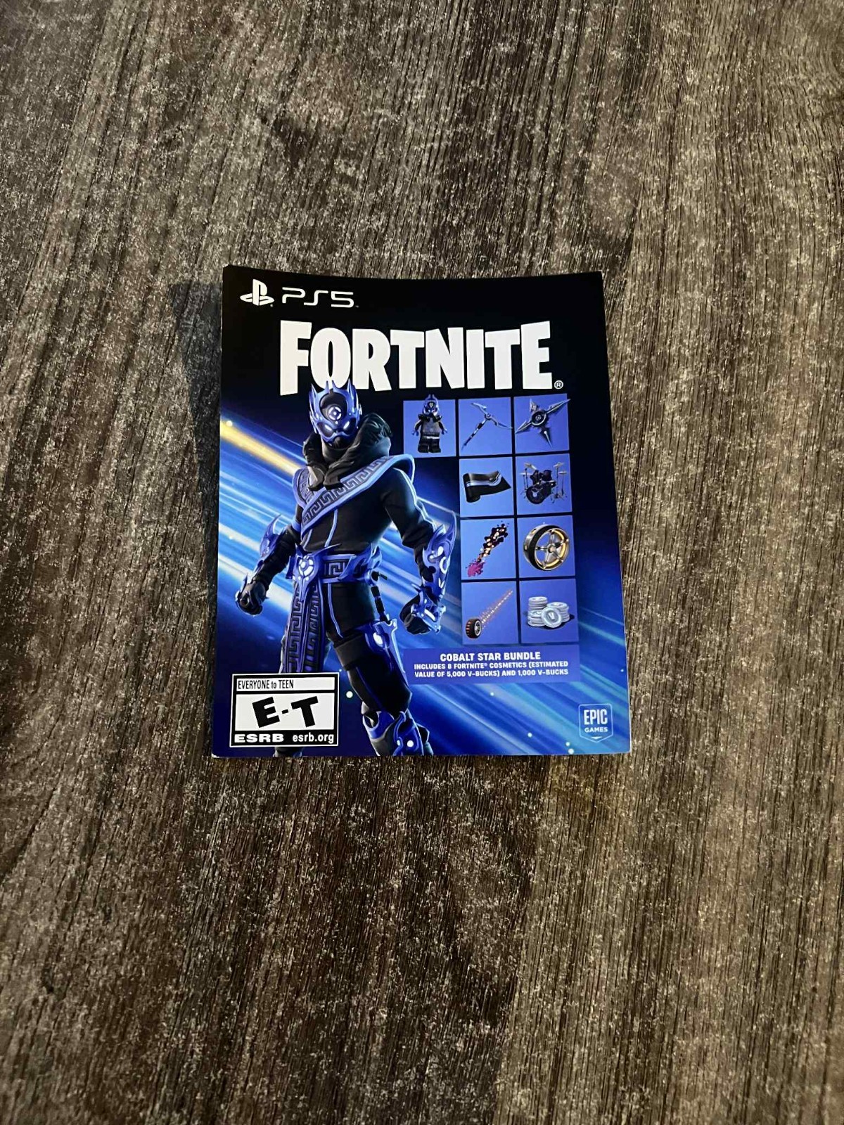 Fortnite Cobalt Star Bundle Code + 1000 V Bucks (Unscratched) PS5 NEW!