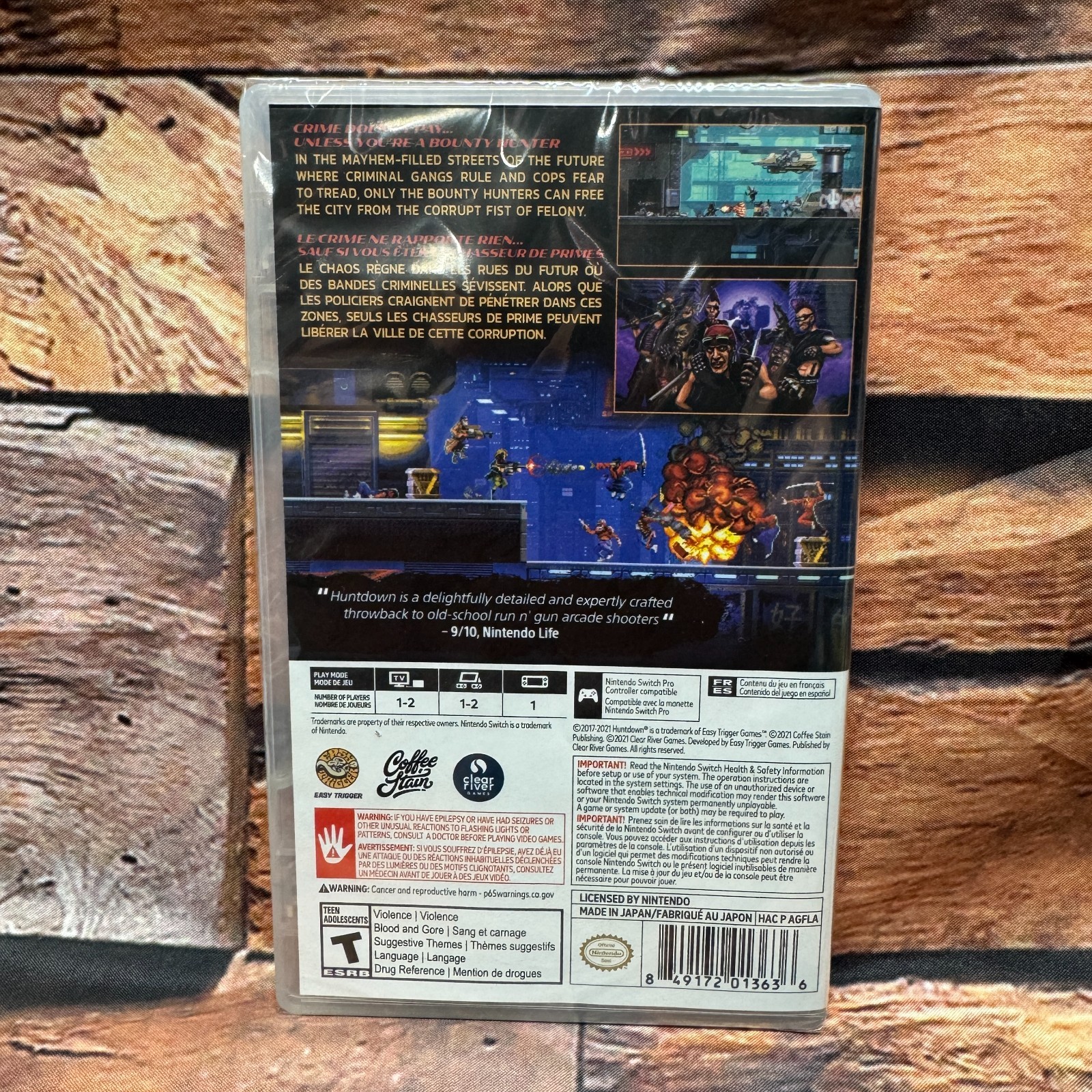 Huntdown Nintendo Switch Physical Game Brand New Sealed Clear River Games 16-Bit