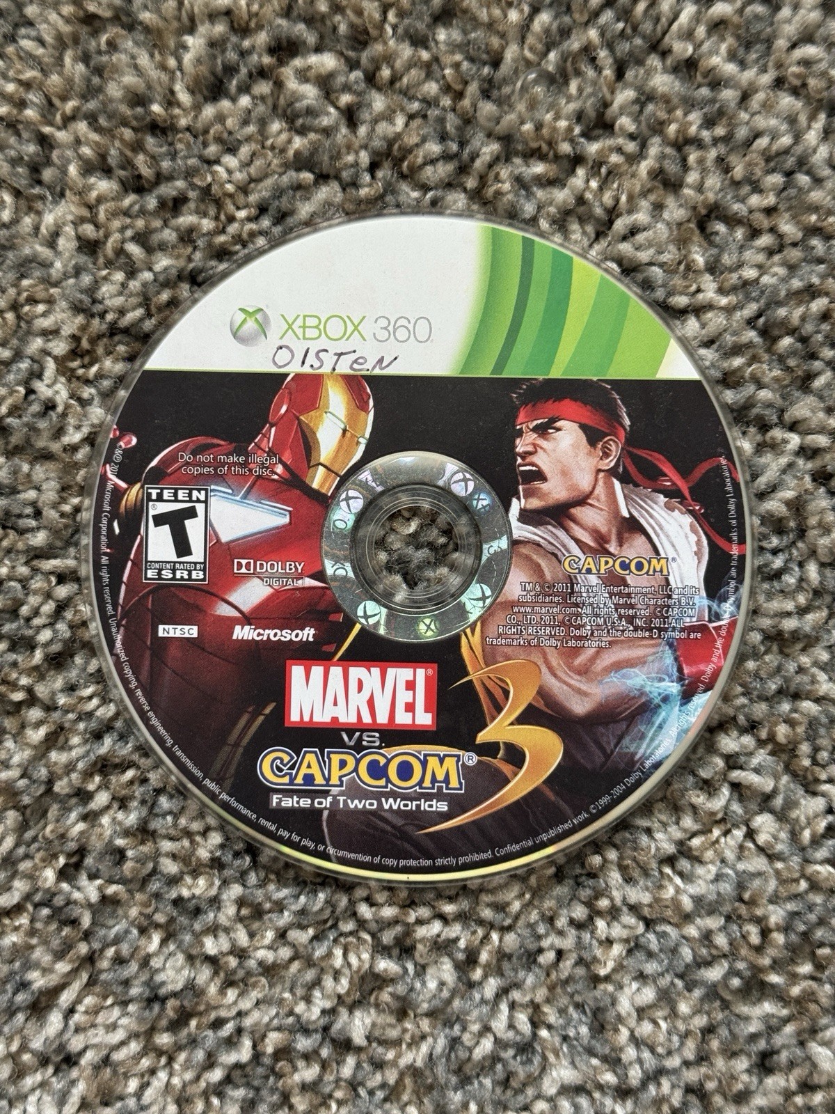 Marvel vs Capcom 3 Fate of Two Worlds Xbox 360 Disc Only Tested Working