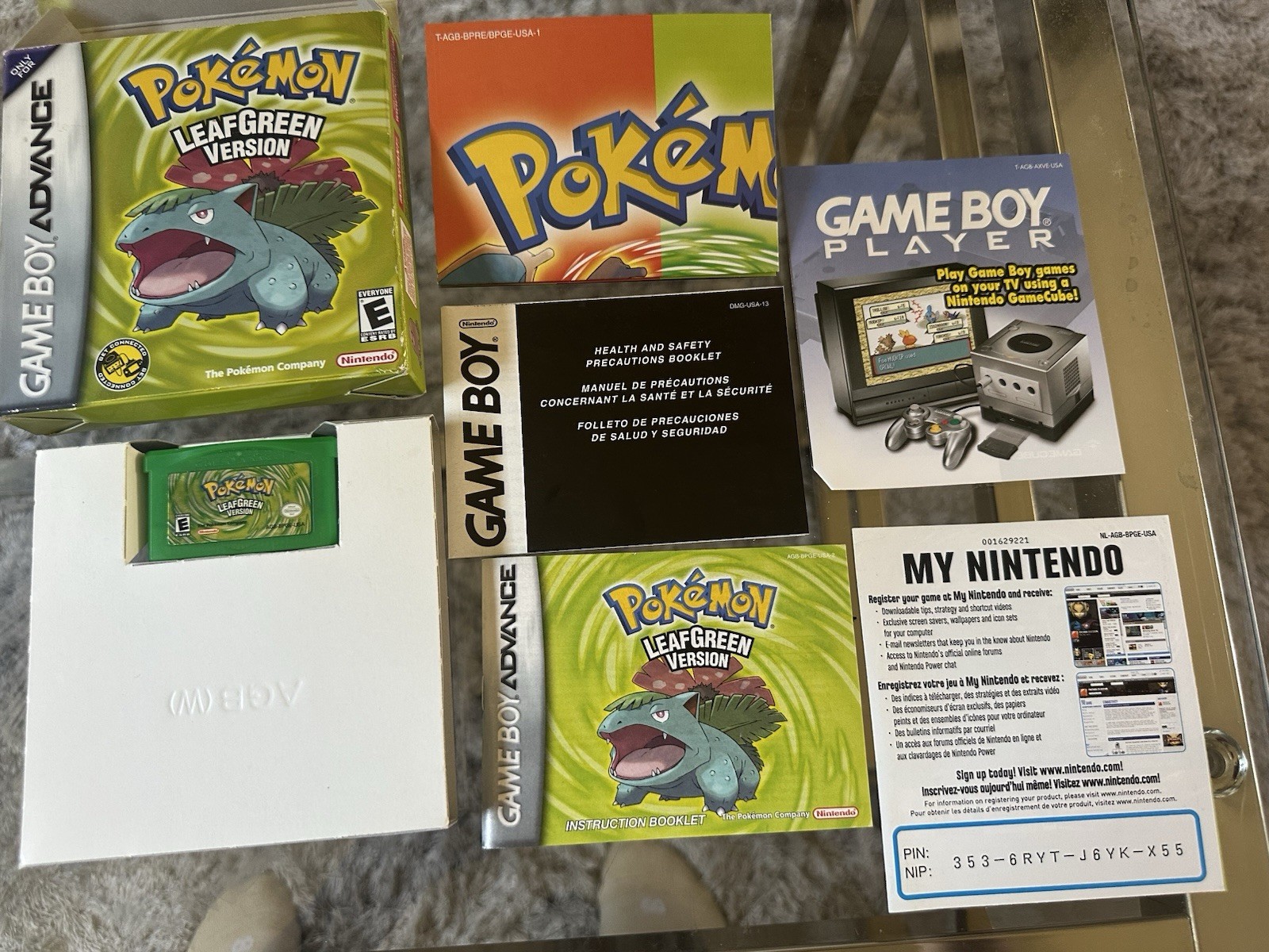 Pokemon Leaf Green Version Nintendo GameBoy Advance Complete With Everything