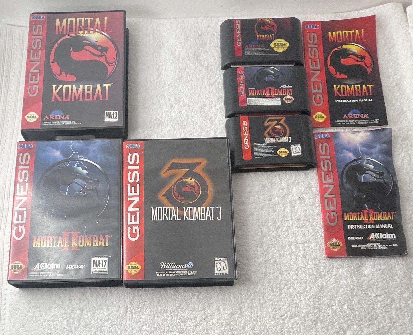 Mortal Kombat 1 2 3 Trilogy Bundle (Sega Genesis) Game Lot- Cleaned-Tested