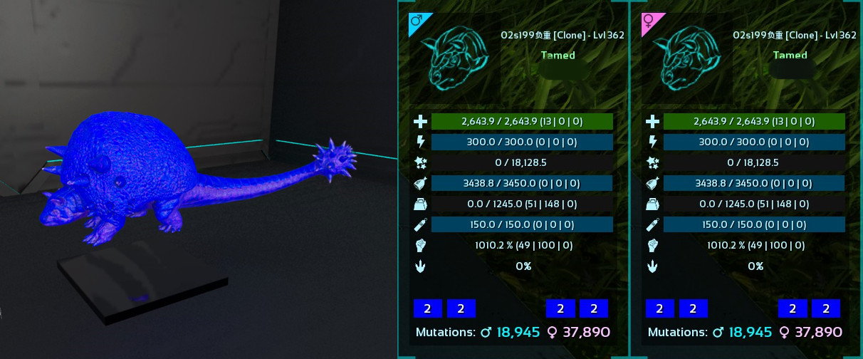 Top Stat Abberant Doedicurus – Vibrant Colors Available – Ark Ascended Dino