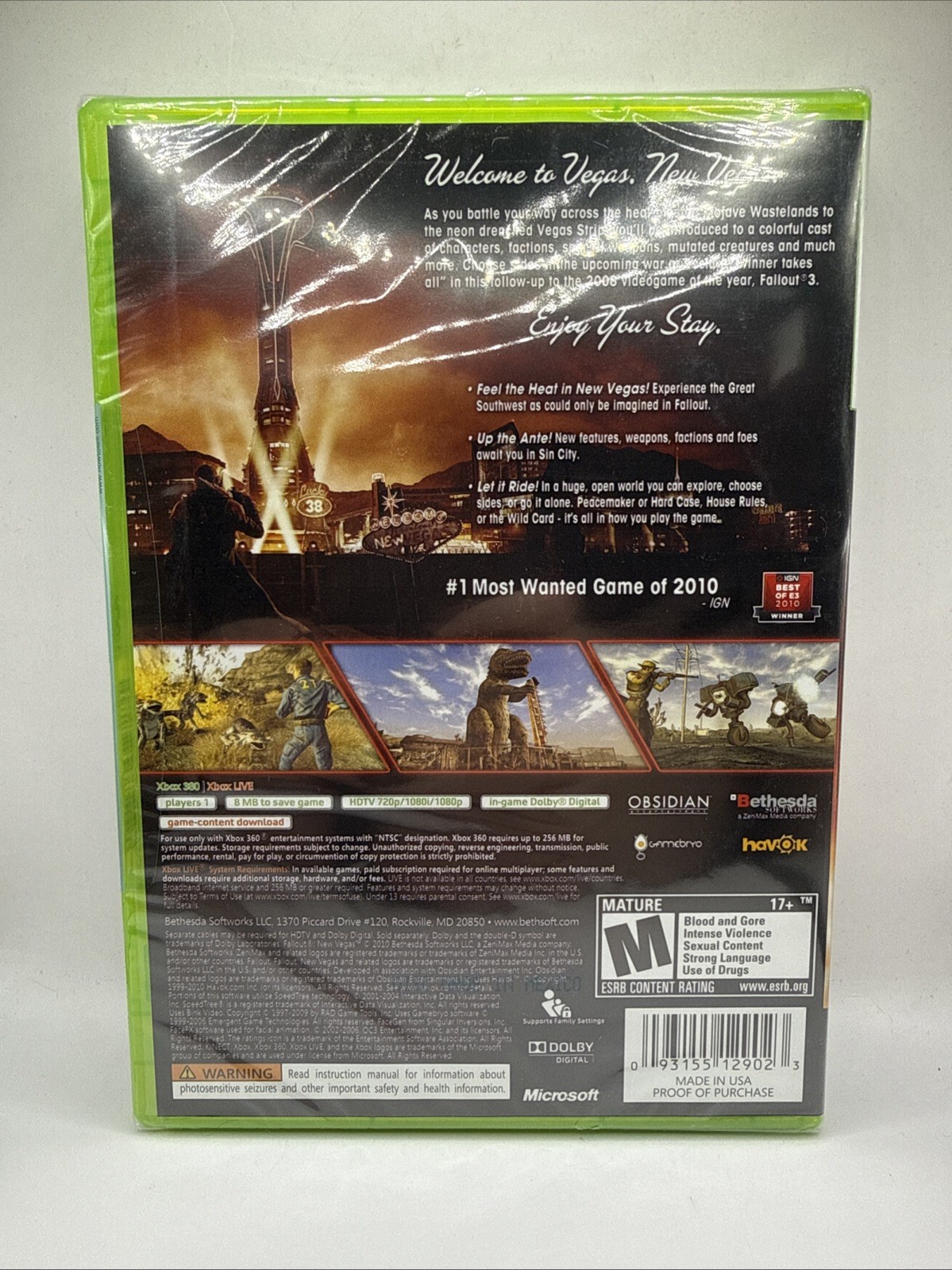 Fallout: New Vegas (Microsoft Xbox 360, 2010) with Slipcover