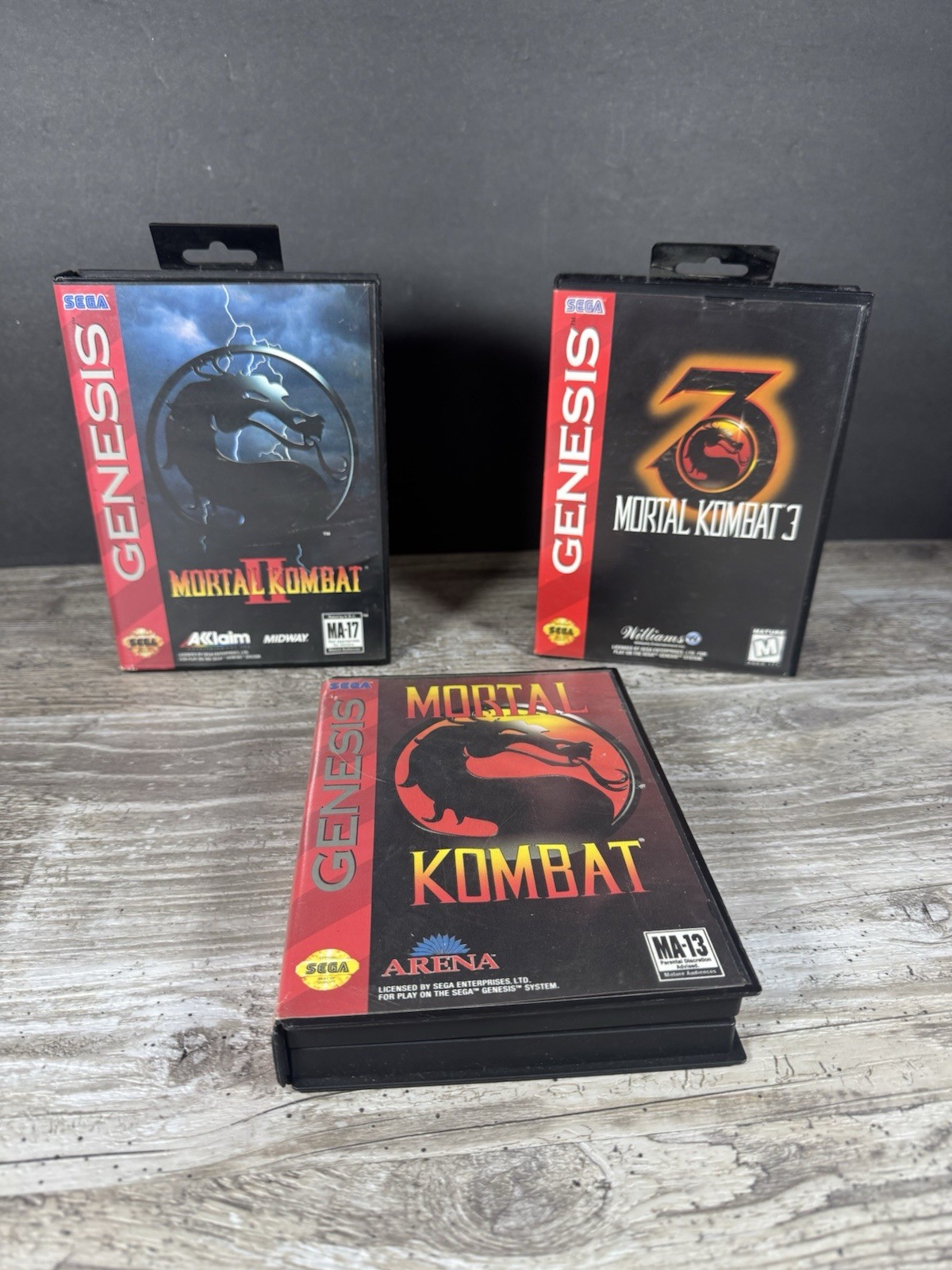 TESTED Sega GENESIS Game Lot MORTAL KOMBAT 1 2 3 Trilogy Bundle WORKING!