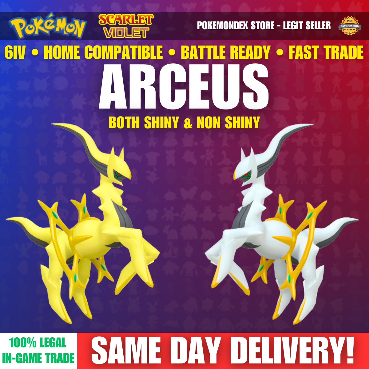 Pokemon SCARLET & VIOLET ✨ 6IV SHINY ARCEUS & NON SHINY✨ BATTLE READY ✨EV’D