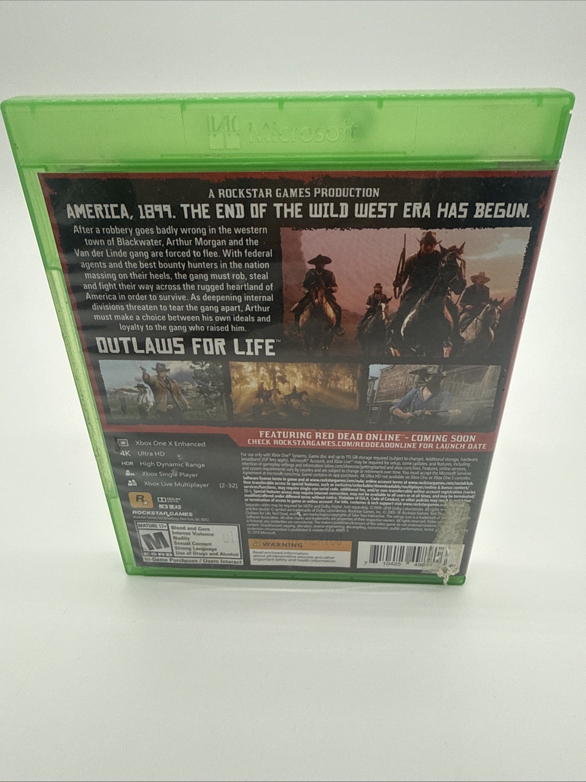 Red Dead Redemption 2 (Microsoft Xbox One, 2018) W/ Map