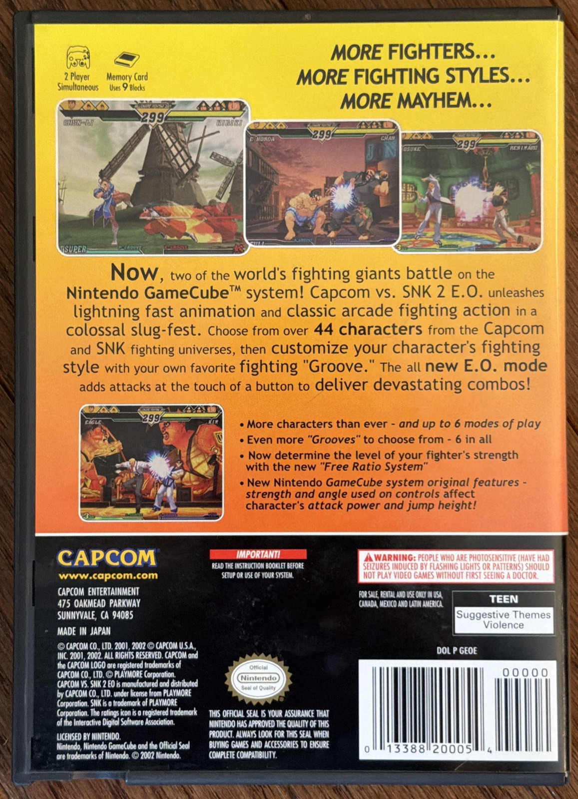 Capcom vs. SNK 2 EO Nintendo GameCube CIB Immaculate Disc, Perfect Paper Parts