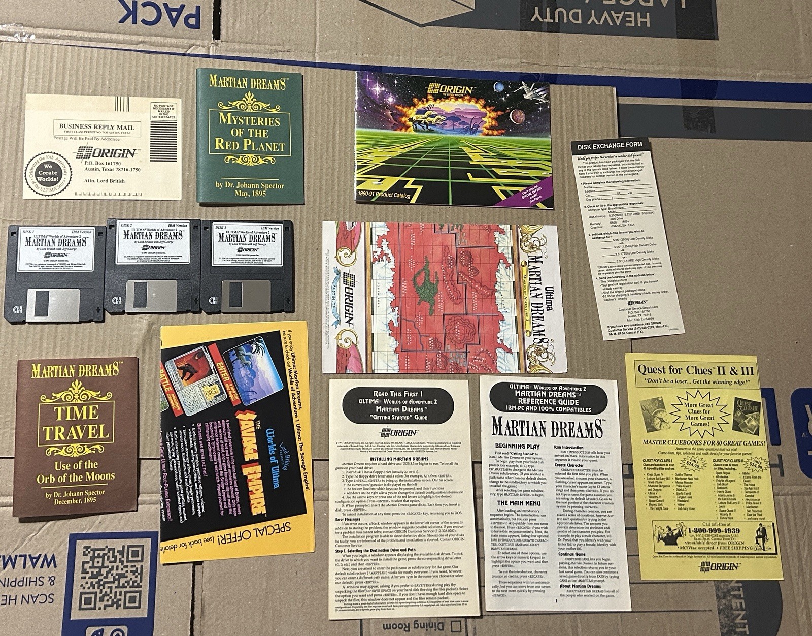 ULTIMA Worlds of Adventure 2 MARTIAN DREAMS 3.5″ Disks IBM PC Game Big Box